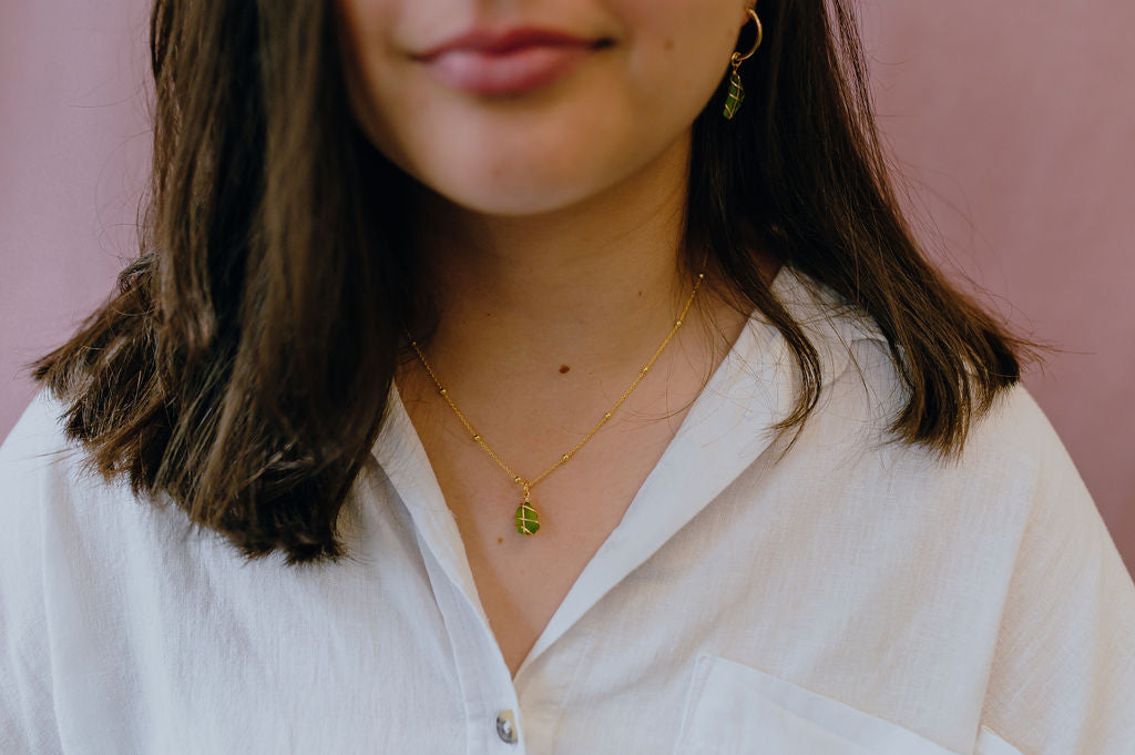 Eleanor Necklace in Gold & Bright Green