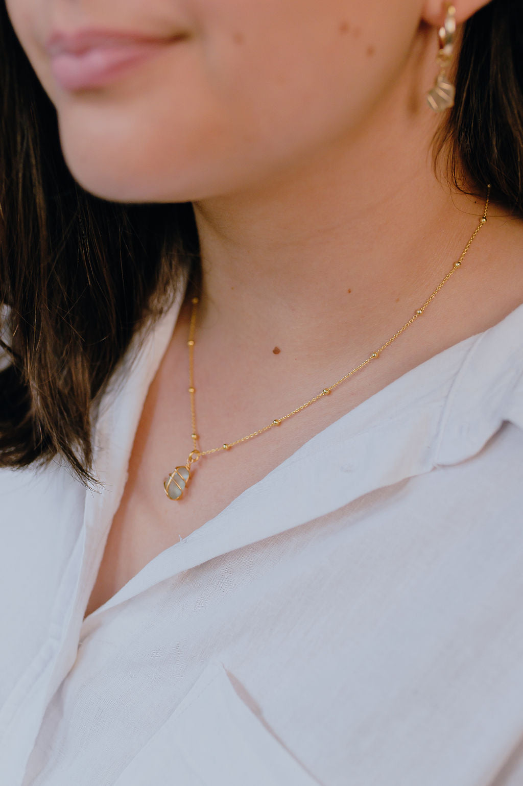 Eleanor Necklace in Gold & Light Blue