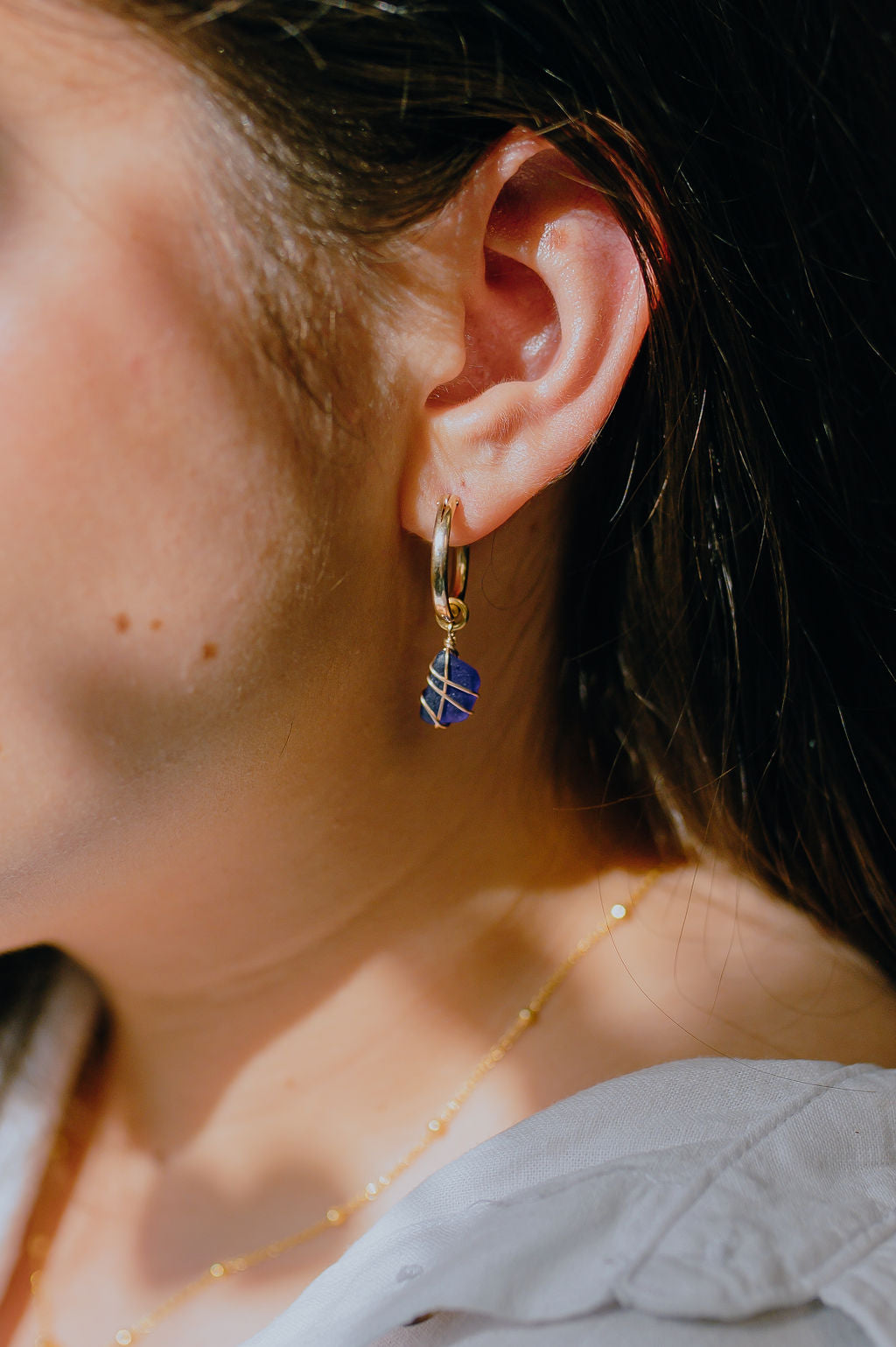 Leone Hoops in Gold Filled & Cobalt Blue