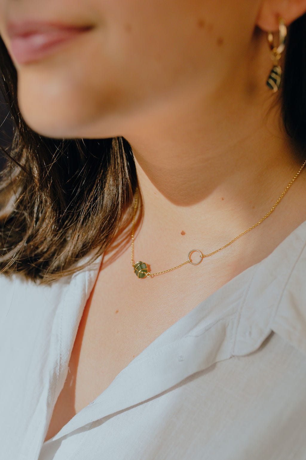 Eilidh Necklace in Gold & Dark Green