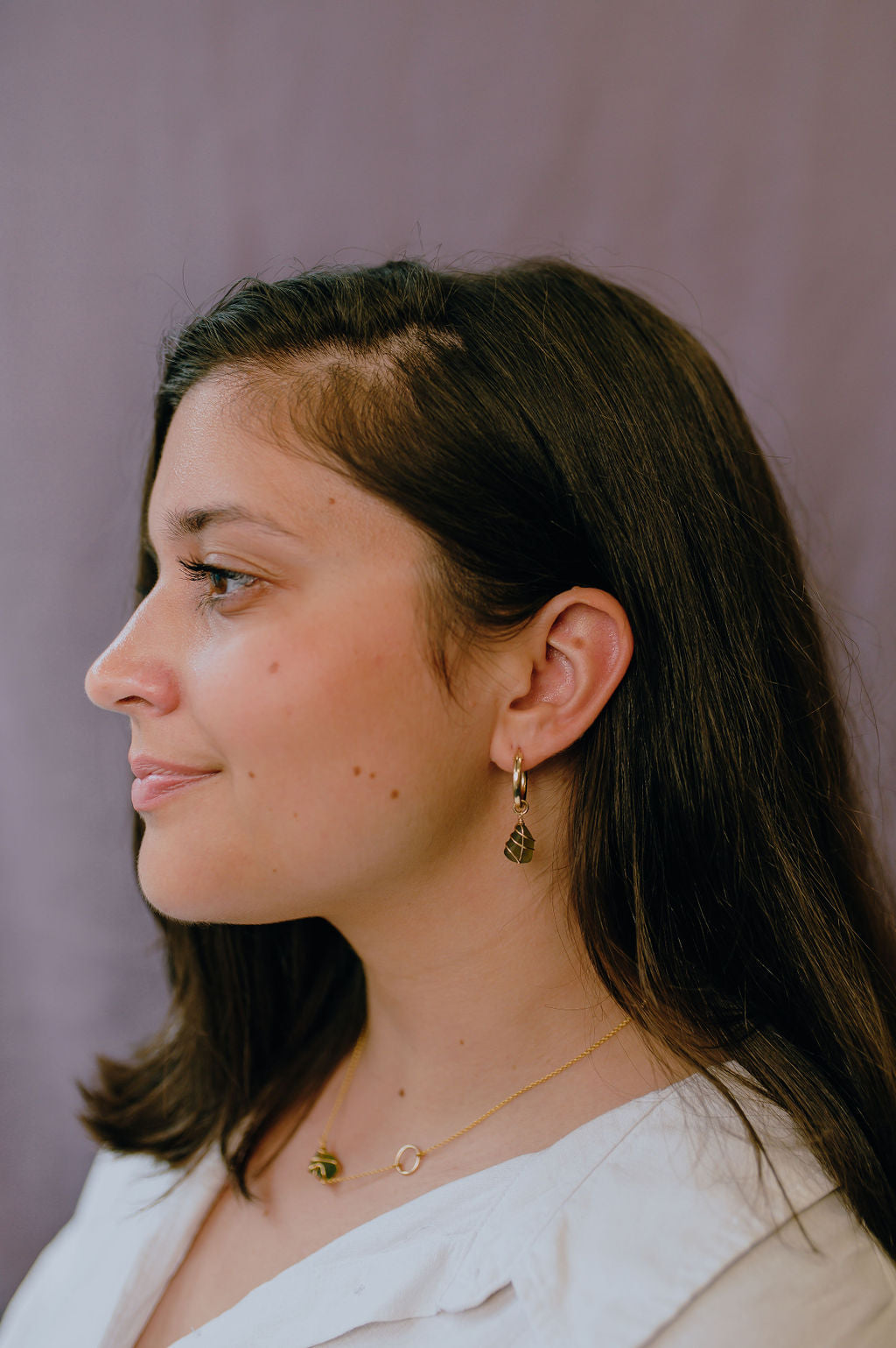 Leone Hoops in Gold Filled & Dark Green