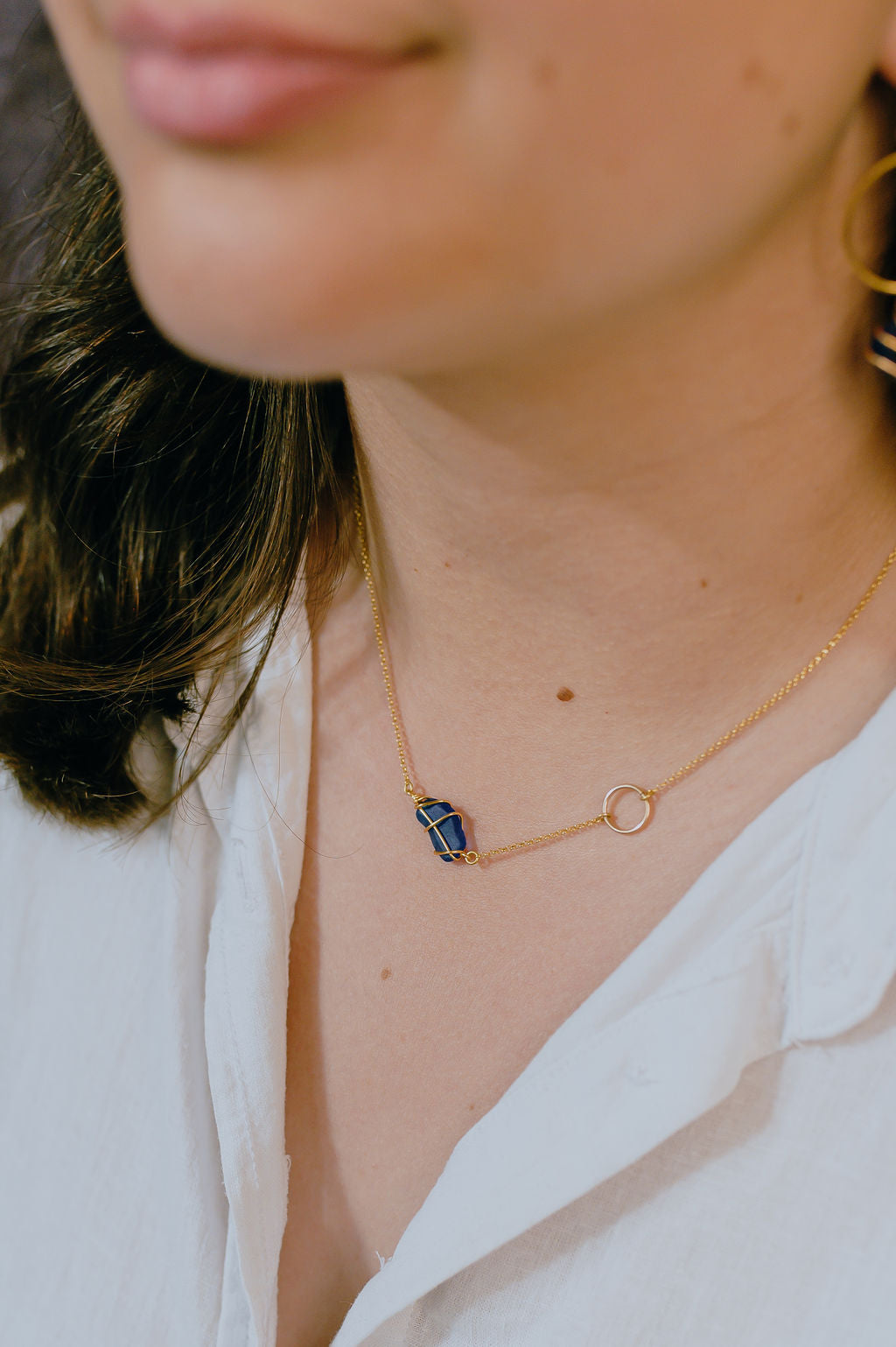Eilidh Necklace in Gold & Cobalt Blue