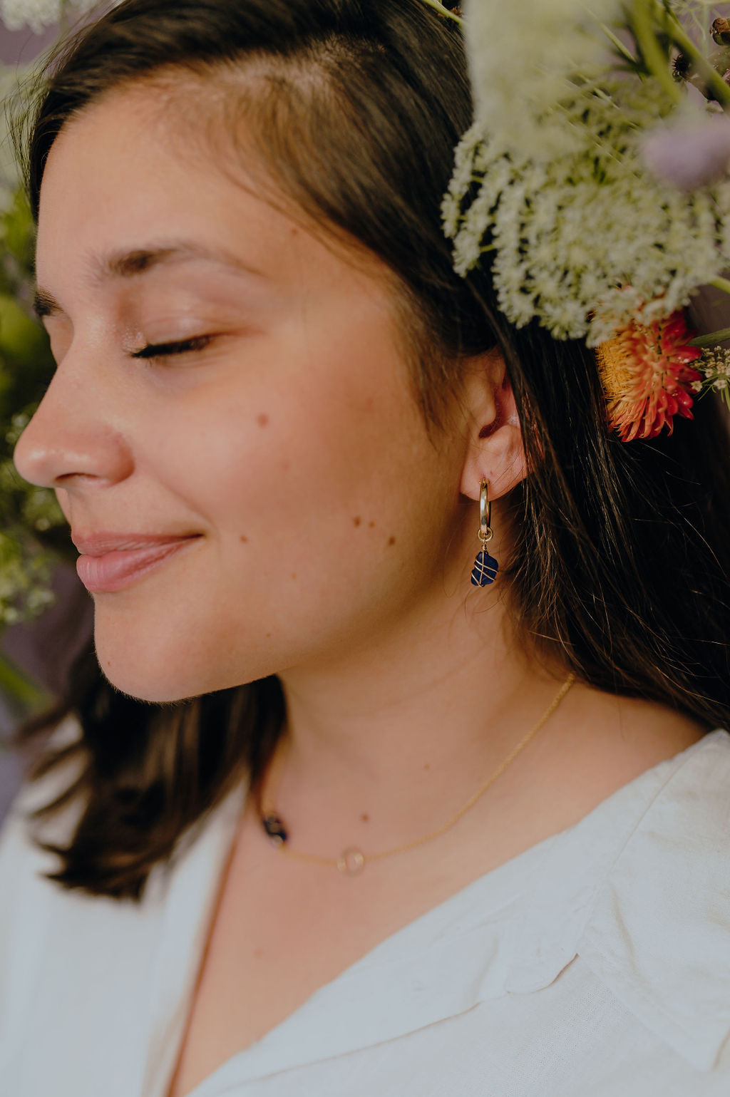 Leone Hoops in Gold Filled & Cobalt Blue