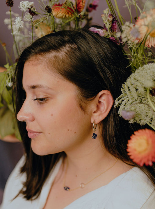 Leone Hoops in Gold Filled & Cobalt Blue