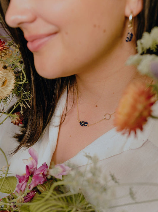 Eilidh Necklace in Gold & Cobalt Blue