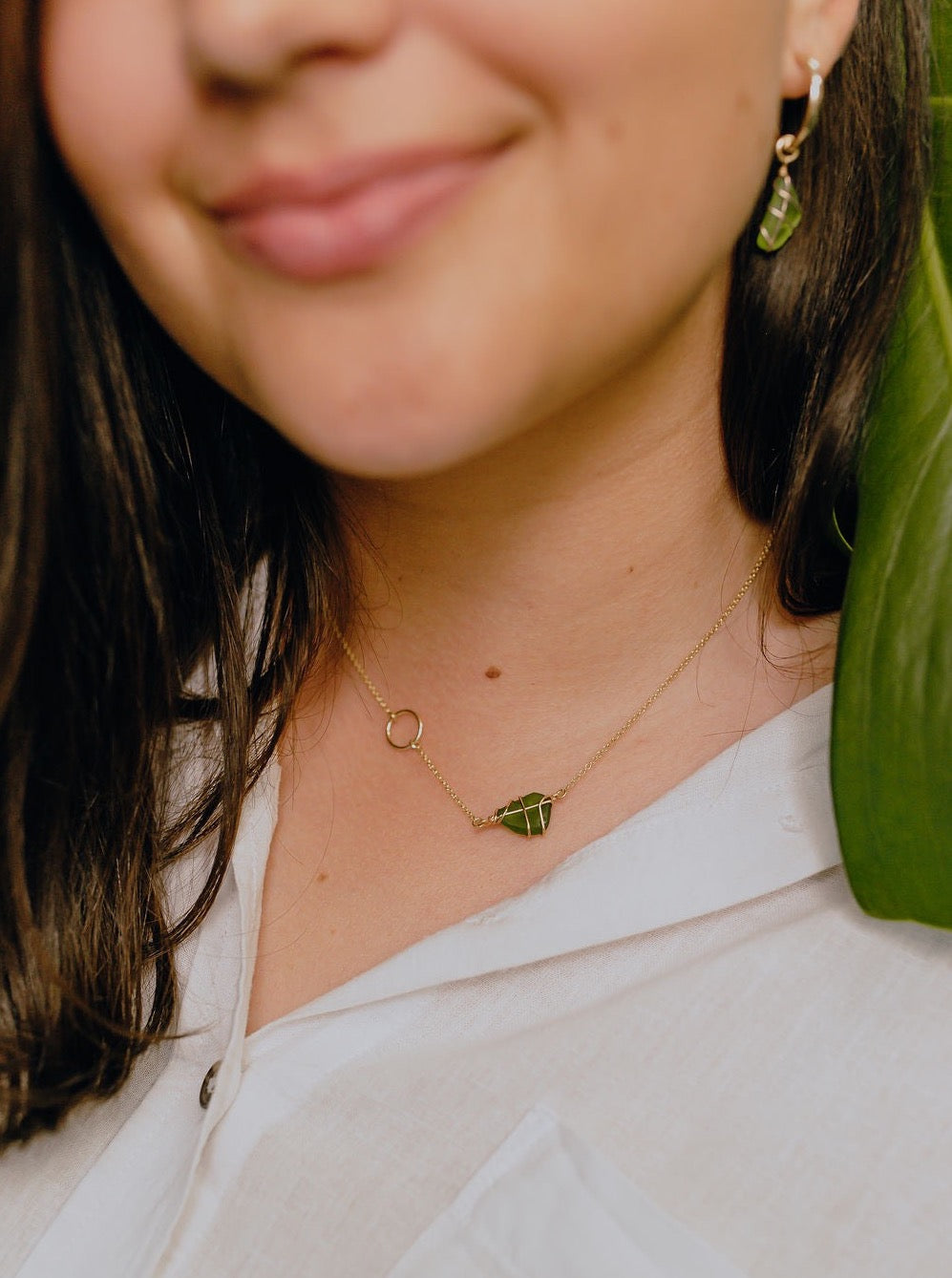 Eilidh Necklace in Gold & Bright Green