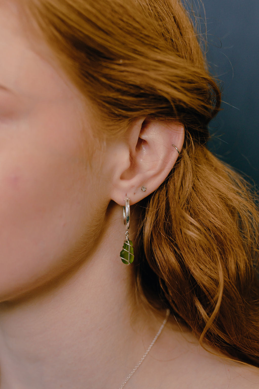 Leone Hoops in Sterling Silver & Bright Green