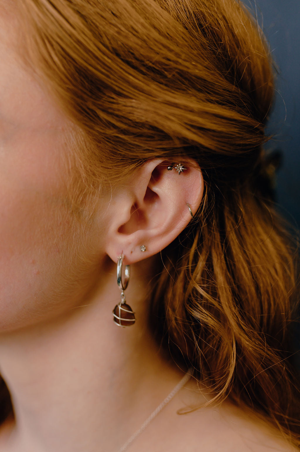 Leone Hoops in Sterling Silver & Amber