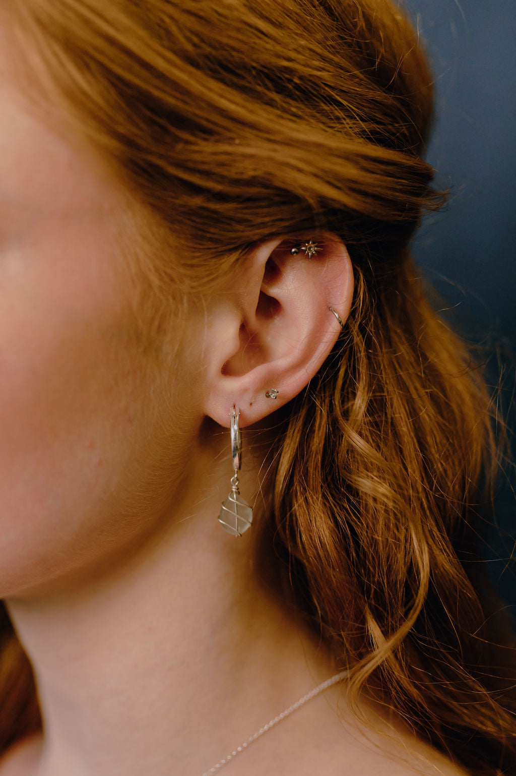 Leone Hoops in Sterling Silver & Light Blue