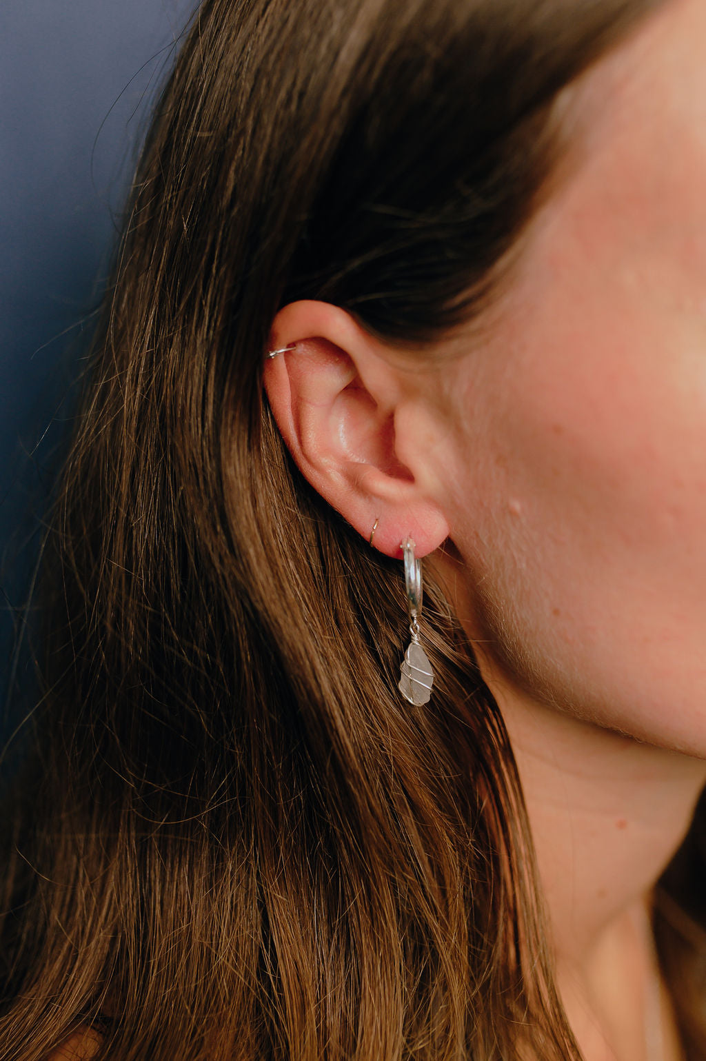 Leone Hoops in Sterling Silver & White