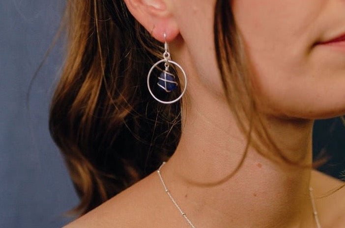 Jennie Hoops in Silver & Cobalt Blue