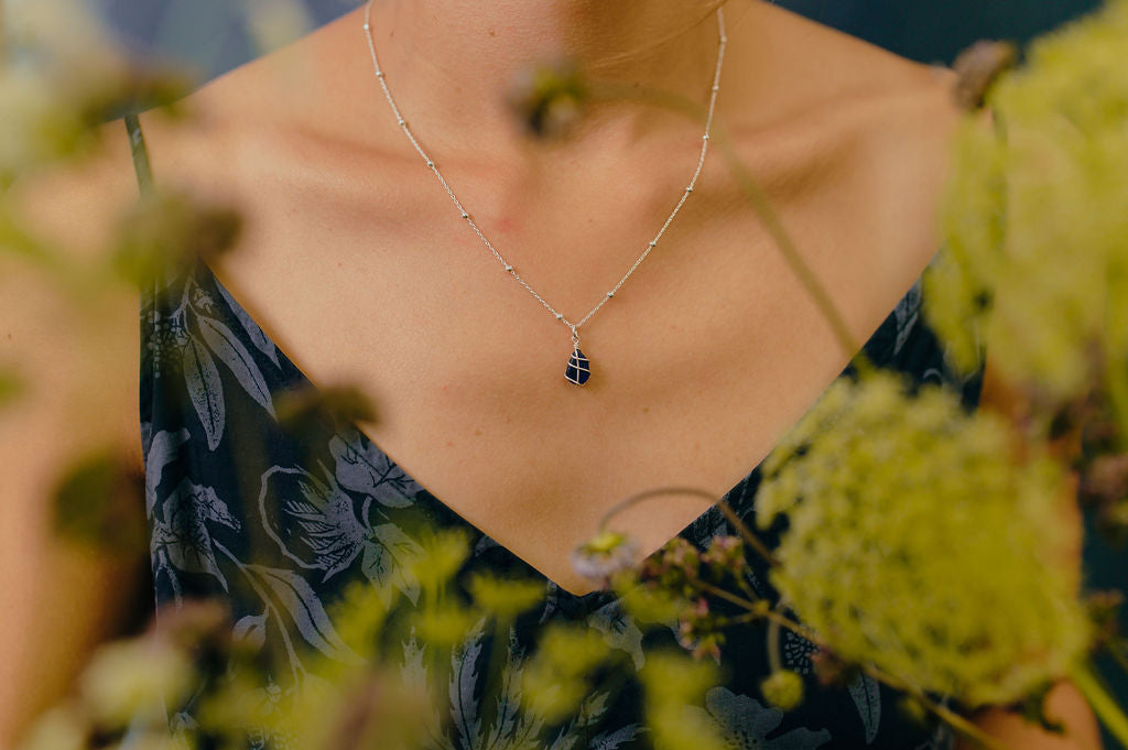 Eleanor Necklace in Silver & Cobalt Blue