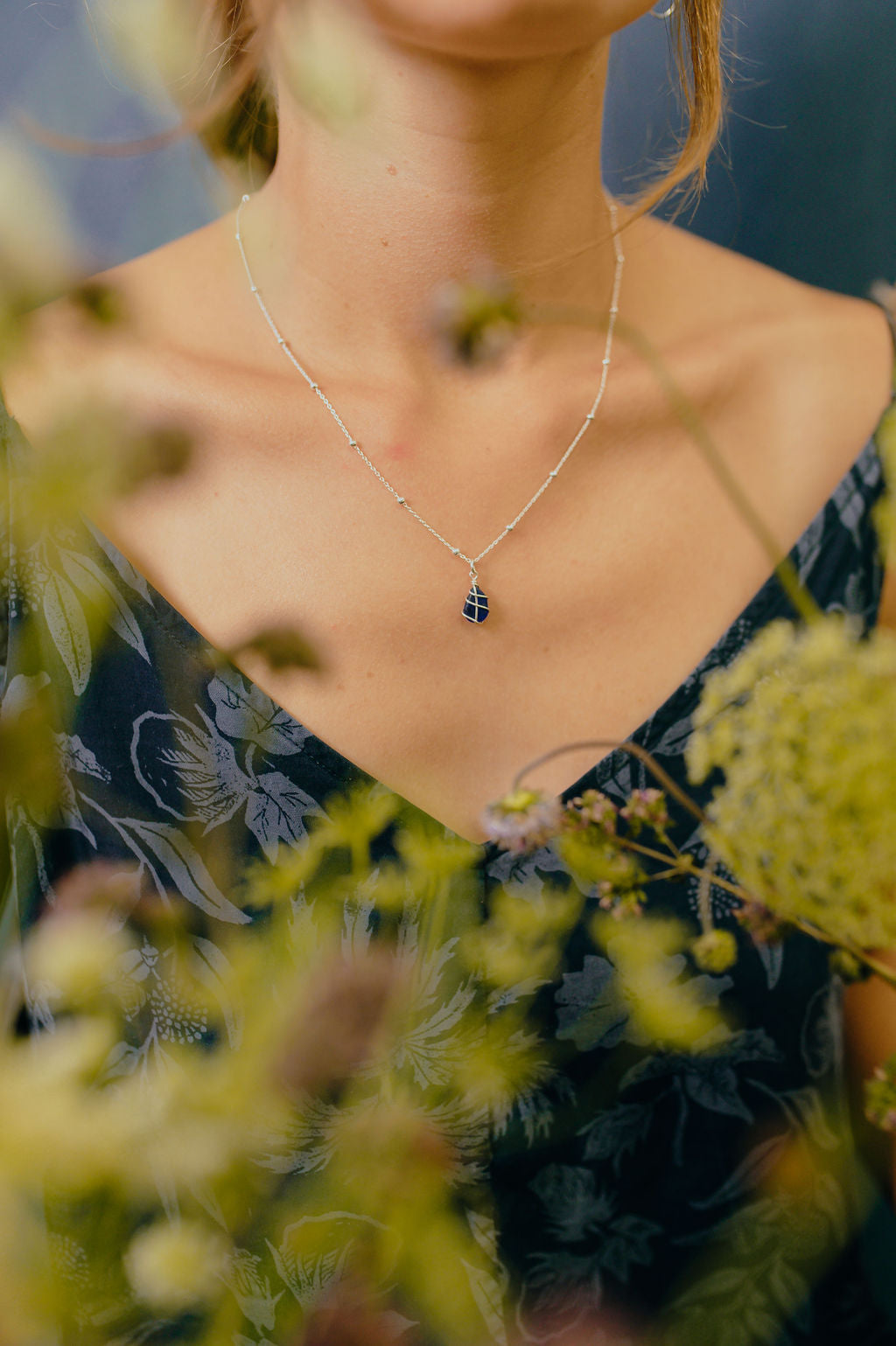 Eleanor Necklace in Silver & Cobalt Blue