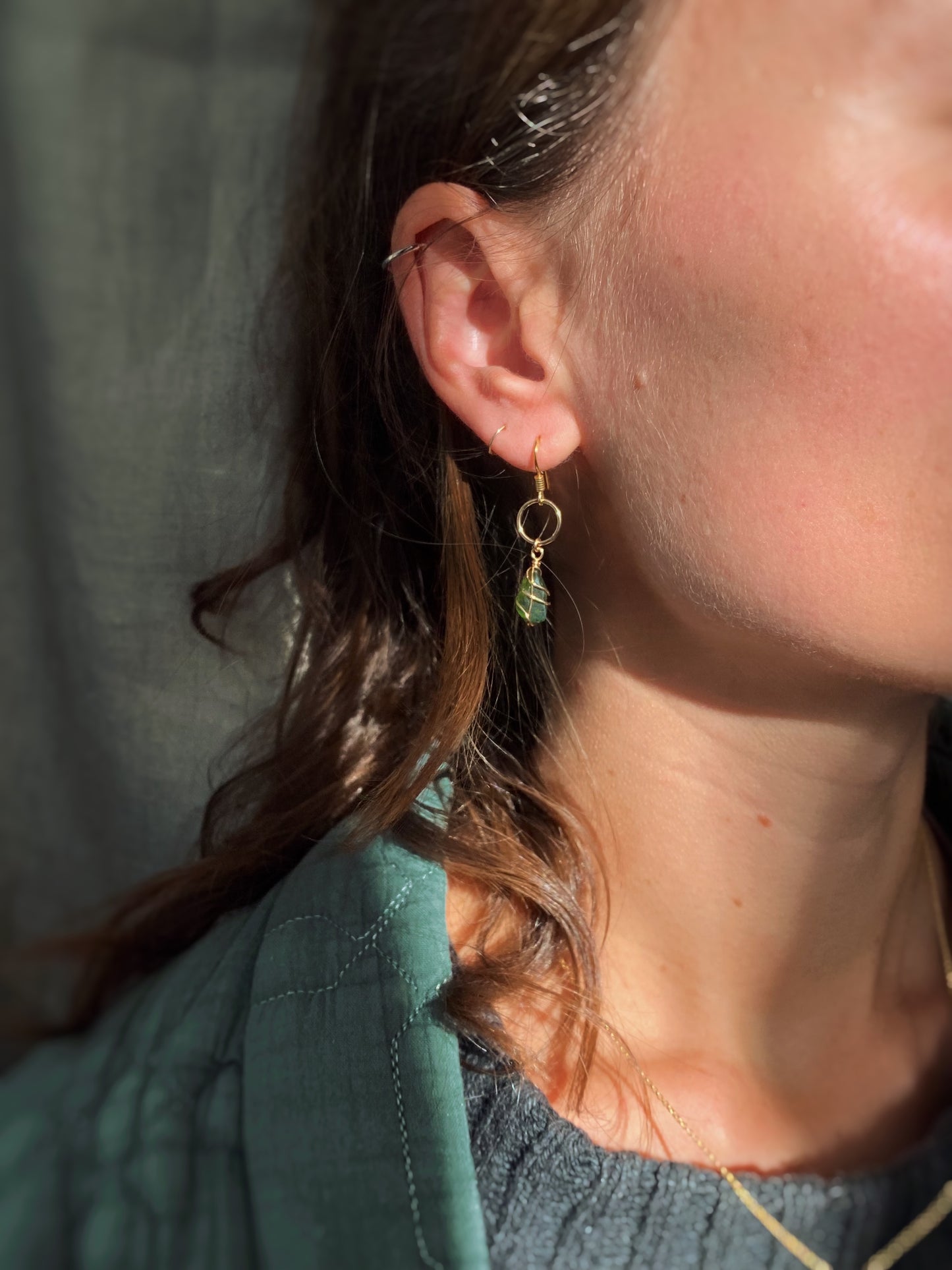 Thea Earrings in Gold & Light Blue