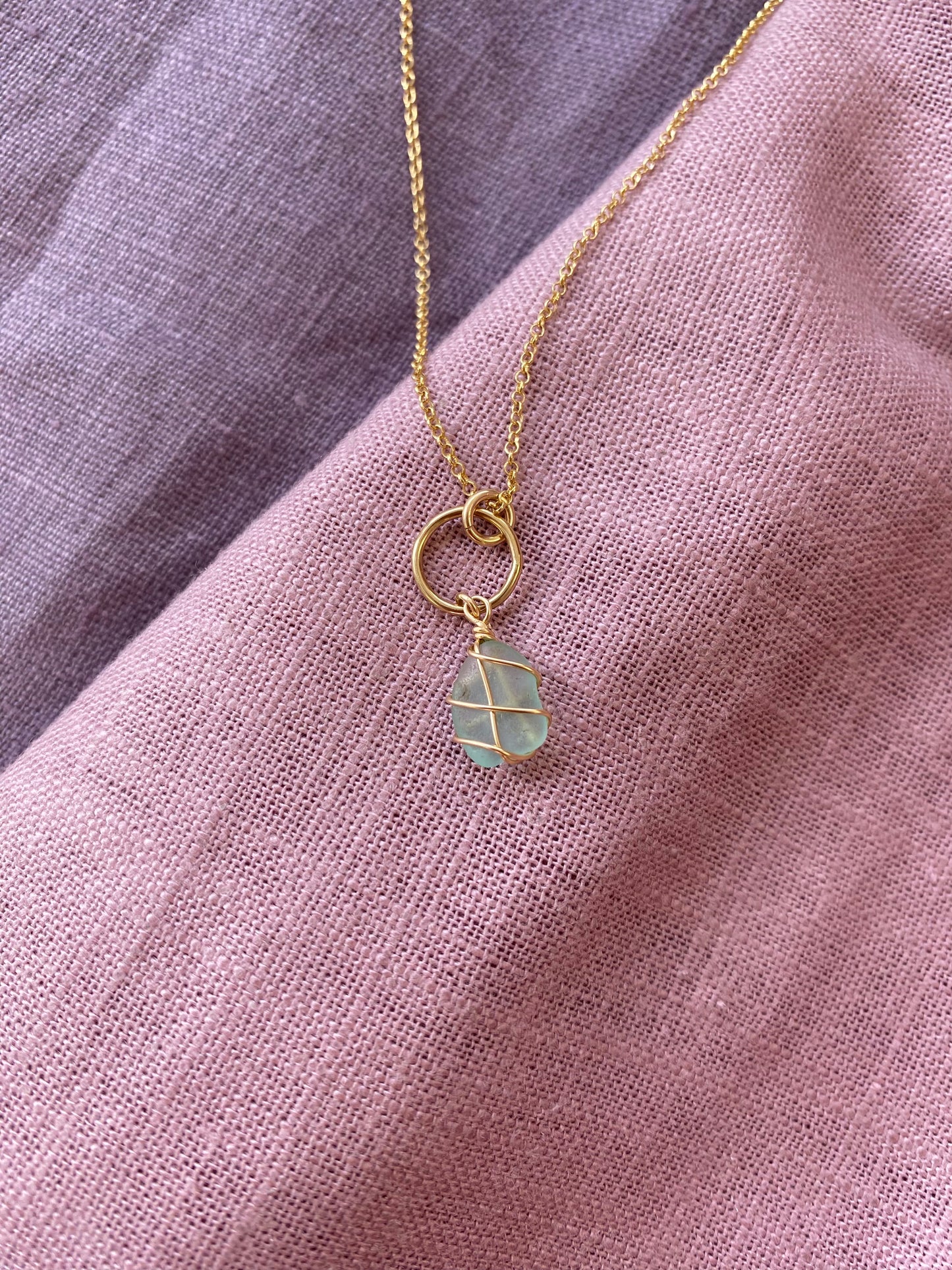 Thea Necklace in Gold & Light Blue