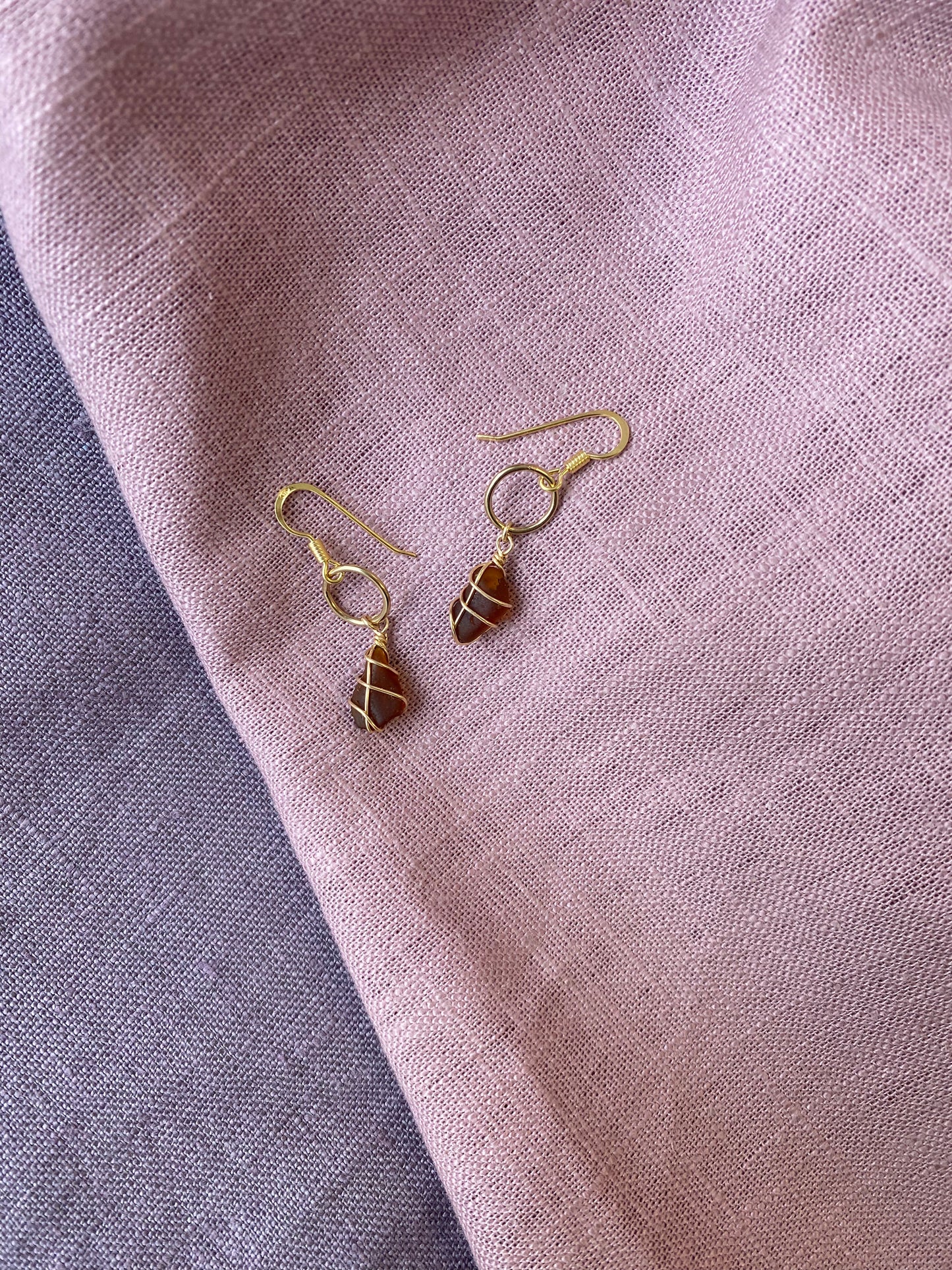 Thea Earrings in Gold & Amber