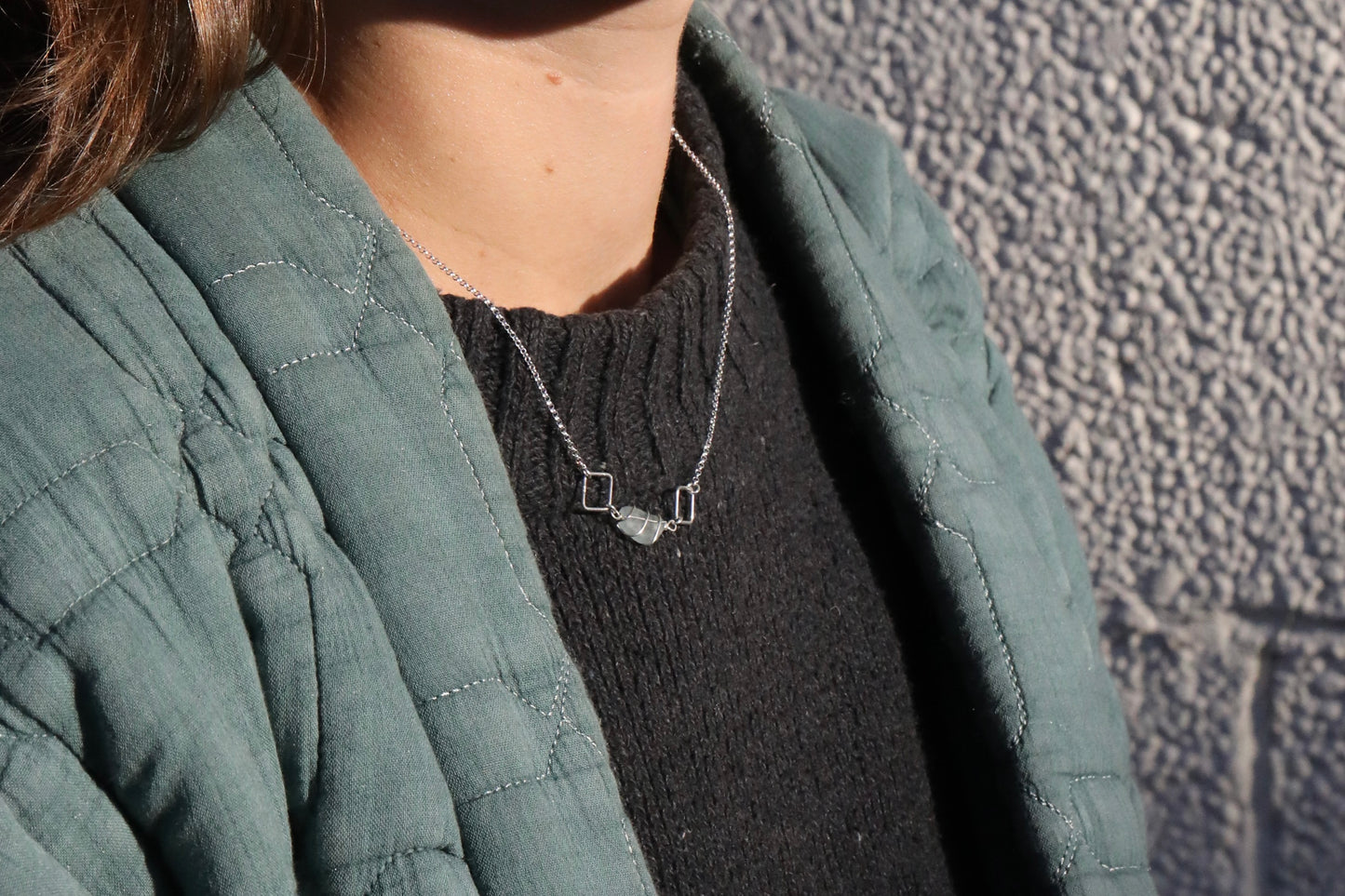 Xanthe Necklace in Sterling Silver & Light Blue