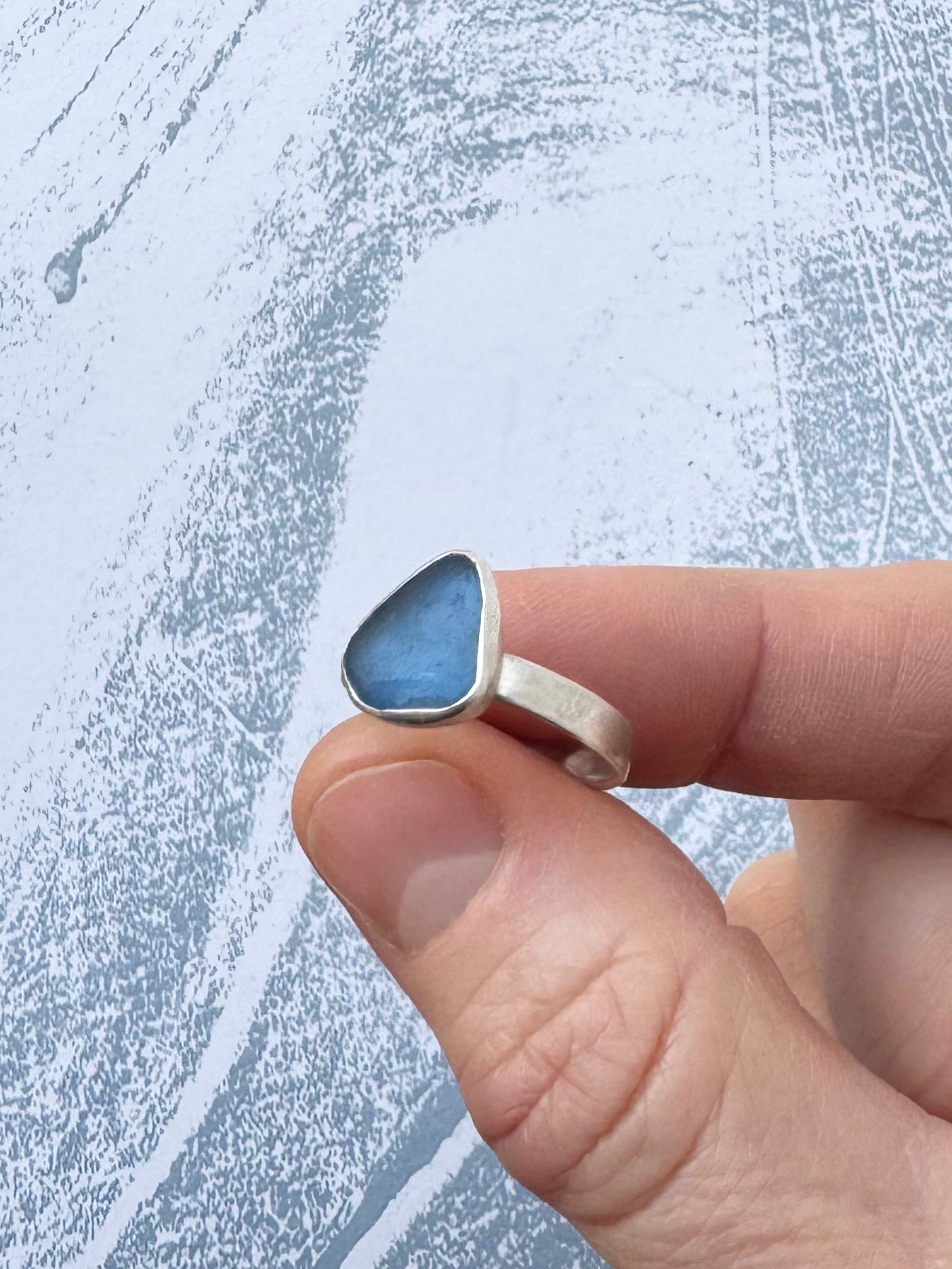 SKYE Denim blue & silver ring - size P