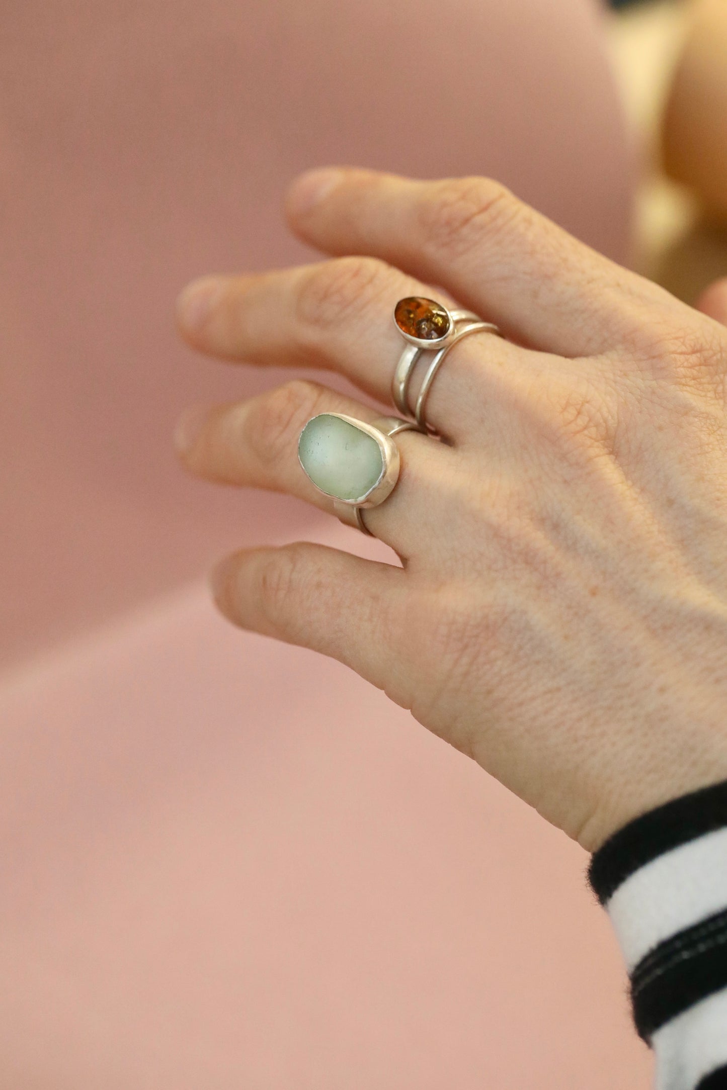 IONA Pale blue & silver ring - Size P