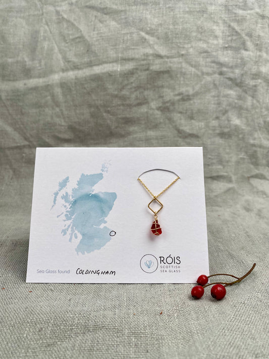 COLDINGHAM ~ Red & gold filled drop necklace