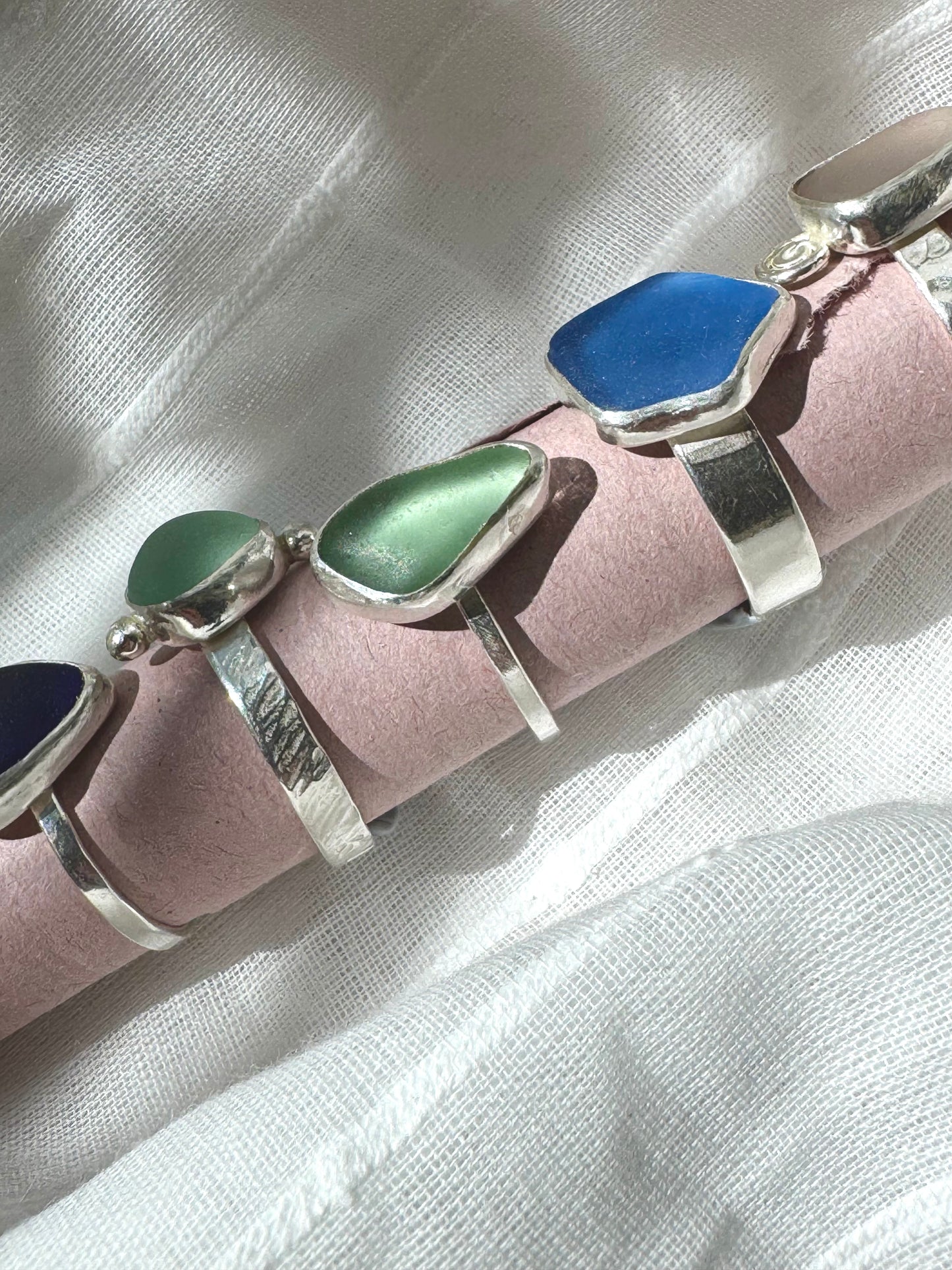 KINTYRE Seafoam green silver ring - size O 1/2