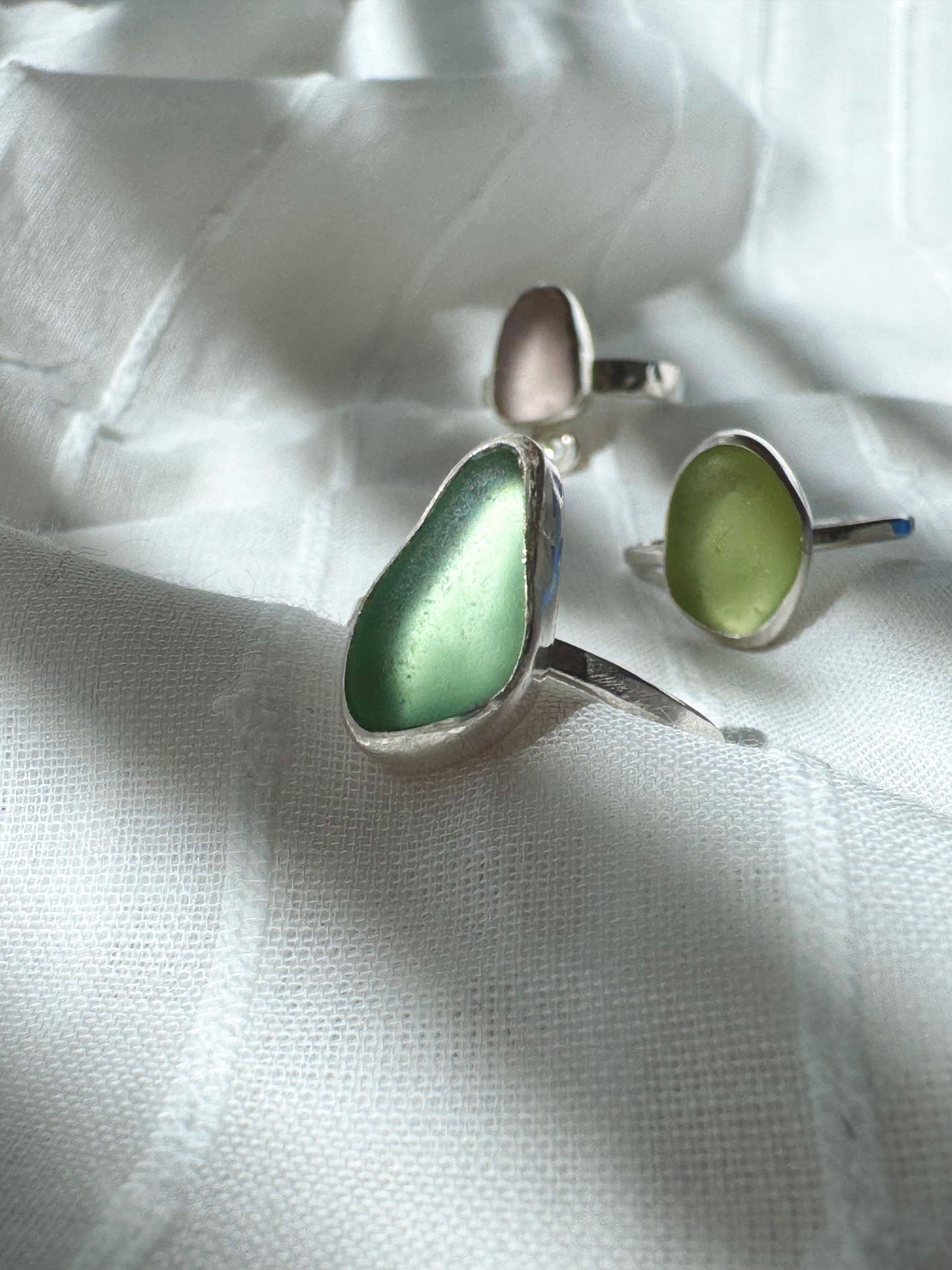 KINTYRE Seafoam green silver ring - size O 1/2