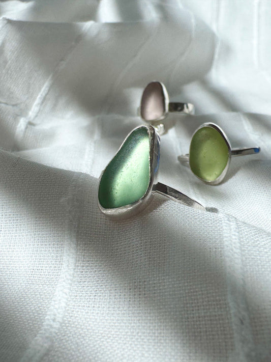KINTYRE Seafoam green silver ring - size O 1/2