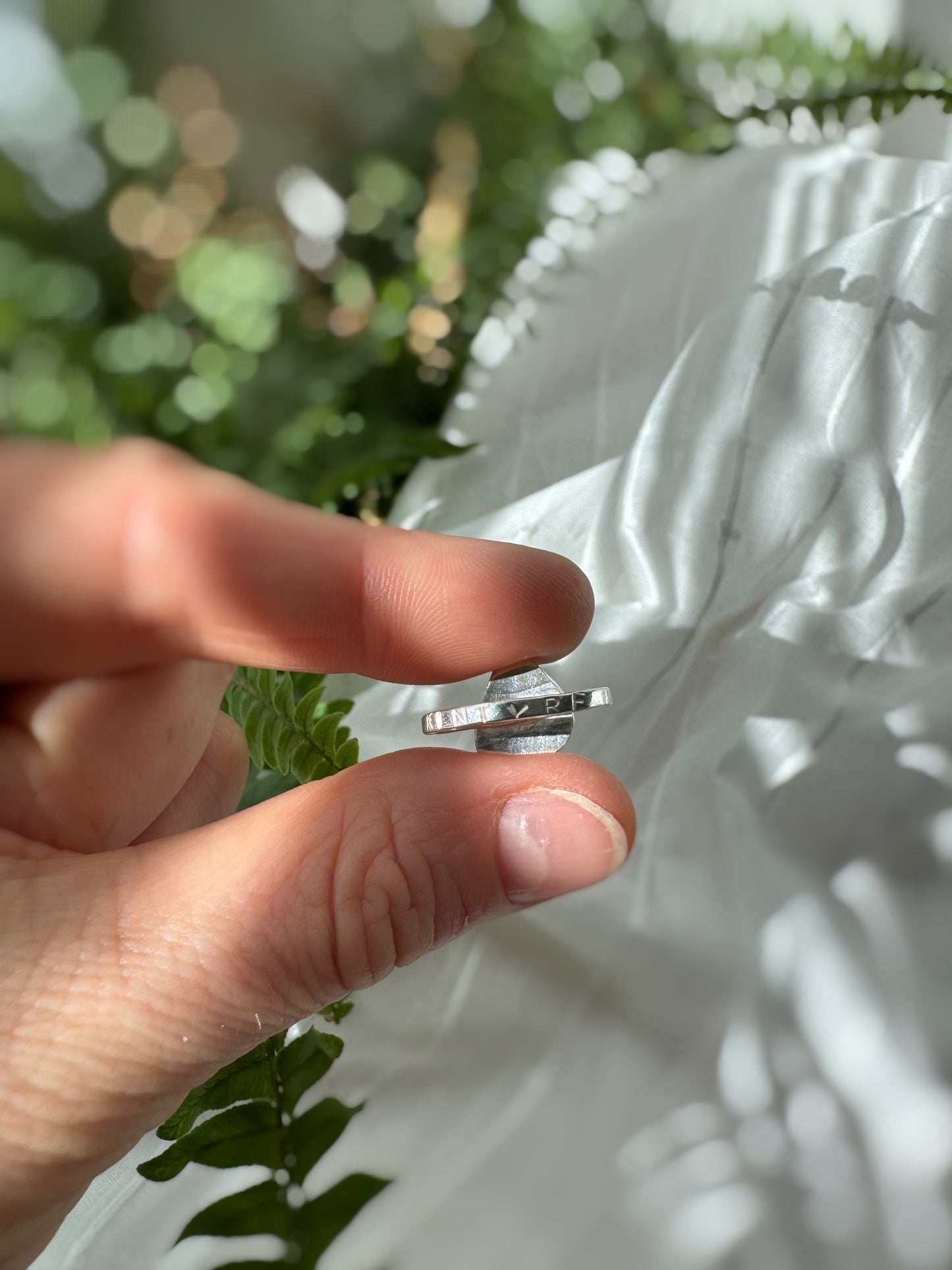 KINTYRE Seafoam green silver ring - size O 1/2
