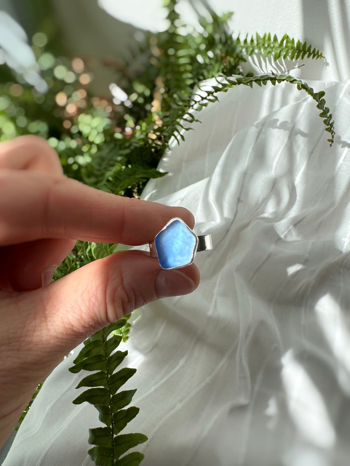 KINTYRE Cornflower silver ring - size P