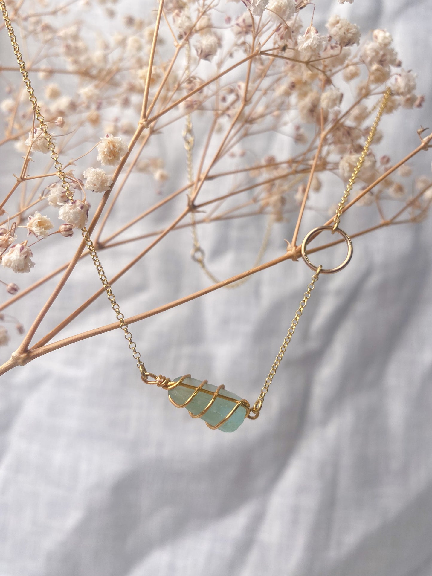 Eilidh Necklace in Gold & Light Blue