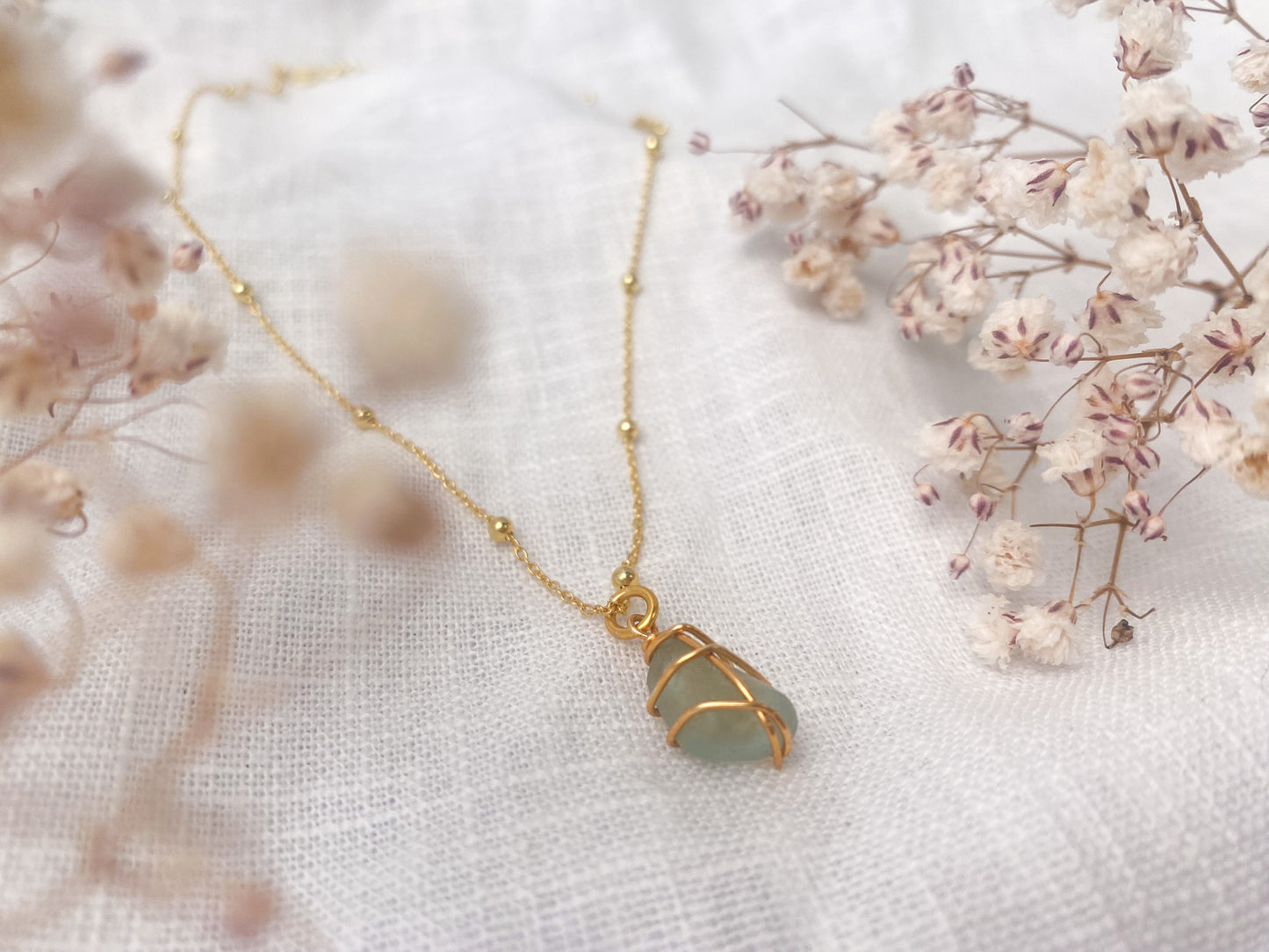 Eleanor Necklace in Gold & Light Blue