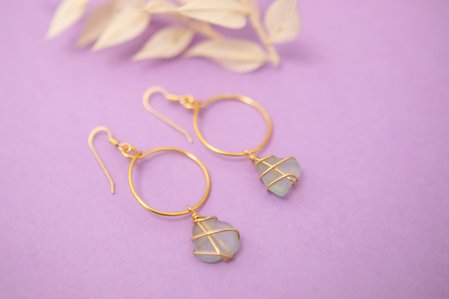 Lillie Hoops in Gold & Light Blue