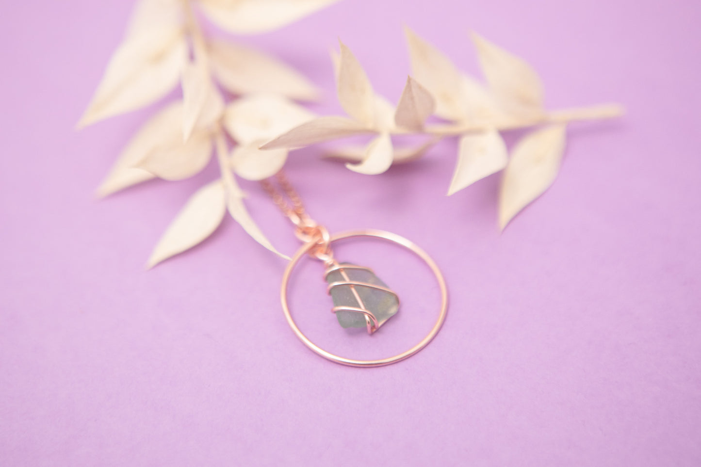 Jennie Hoop Necklace in Rose Gold & Light Blue