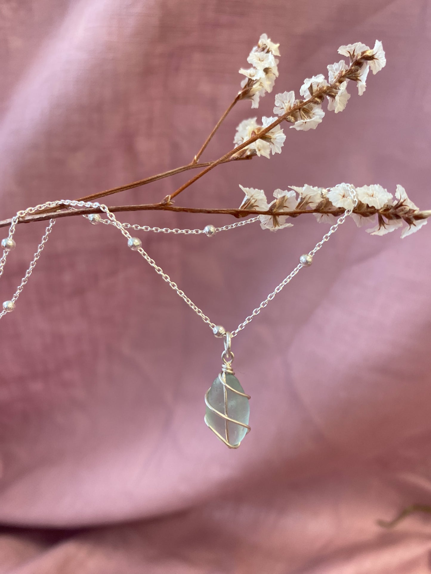 Eleanor Necklace in Silver & Light Blue