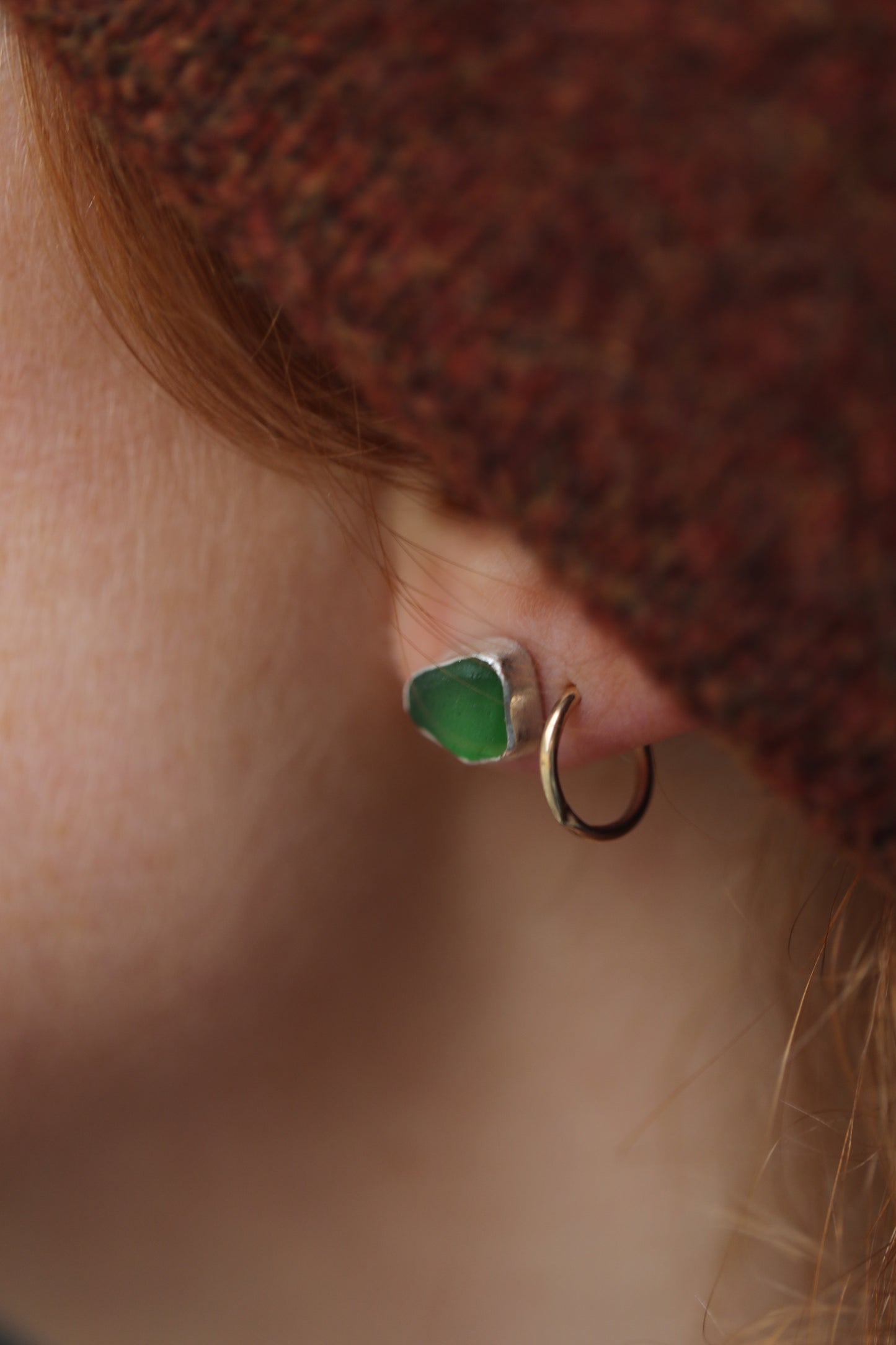 SKYE - Bright green & silver stud earrings
