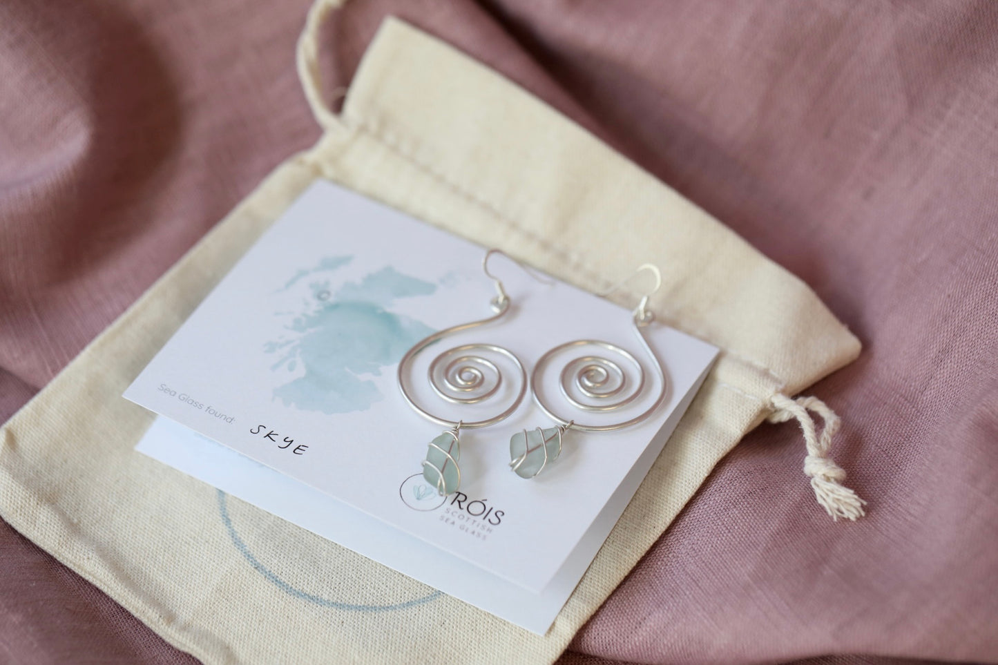 Bex Swirl Earrings in Silver & Light Blue