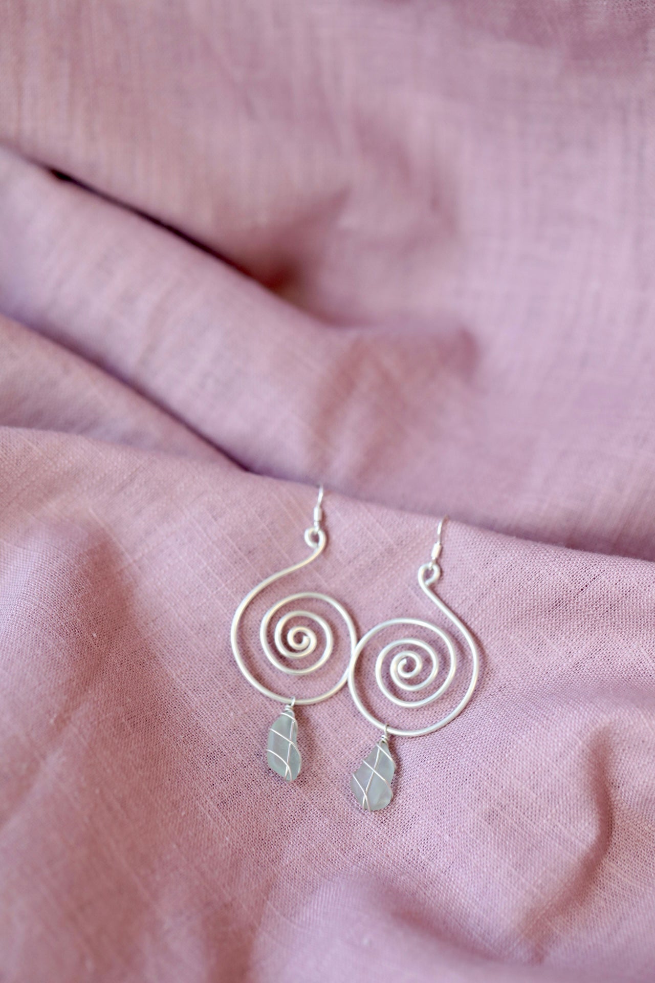 Bex Swirl Earrings in Silver & Light Blue
