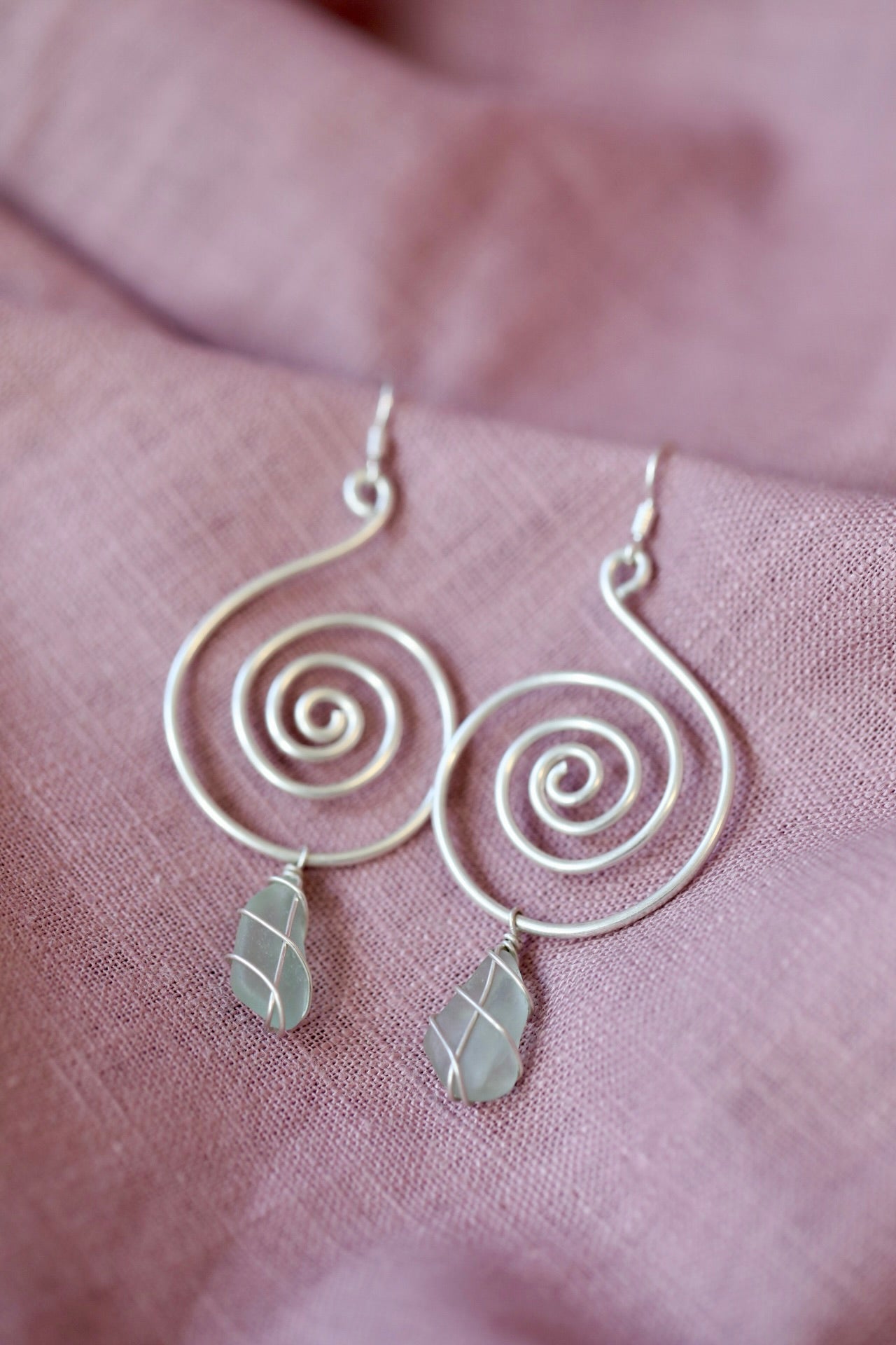 Bex Swirl Earrings in Silver & Light Blue