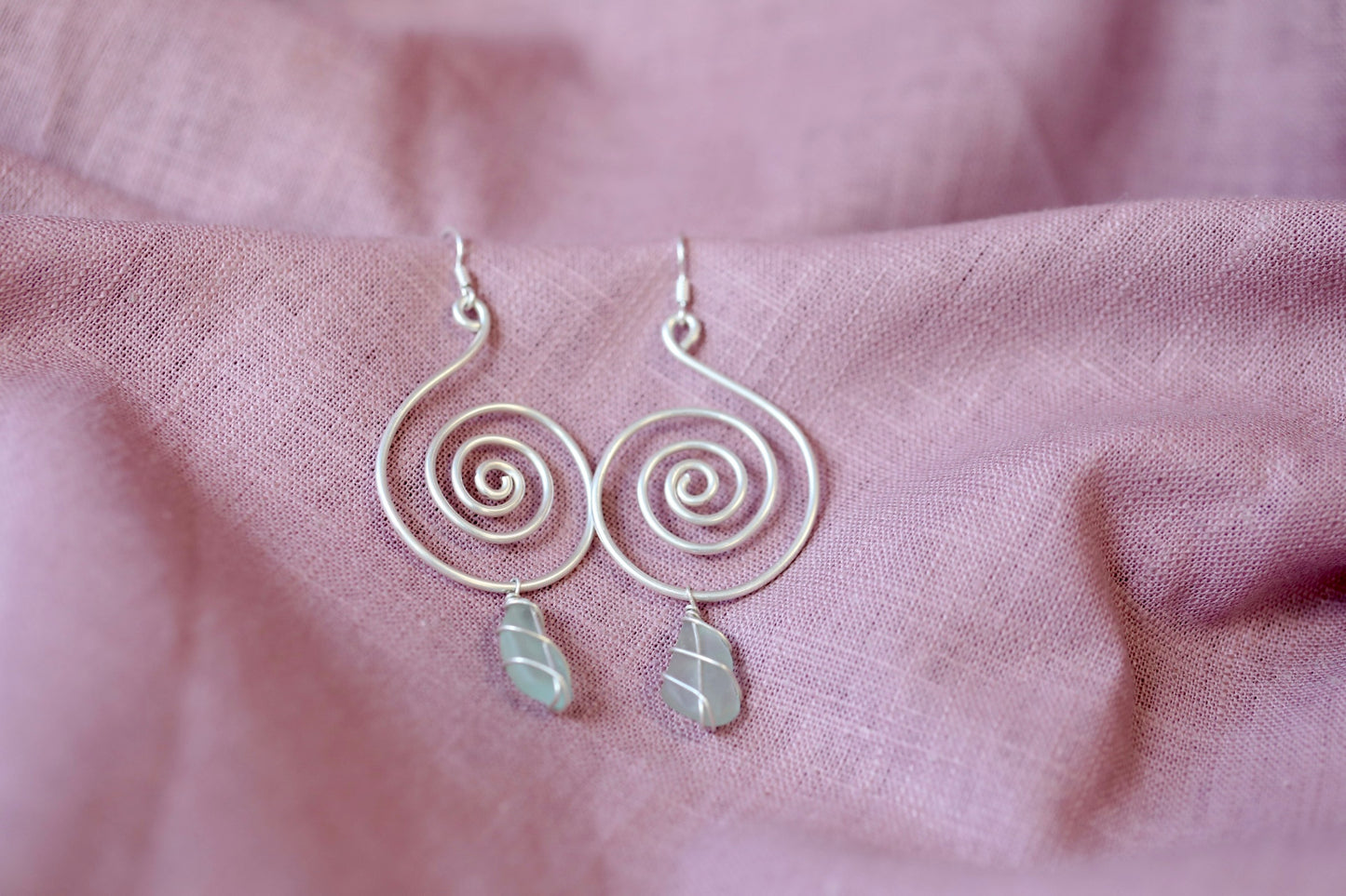 Bex Swirl Earrings in Silver & Light Blue