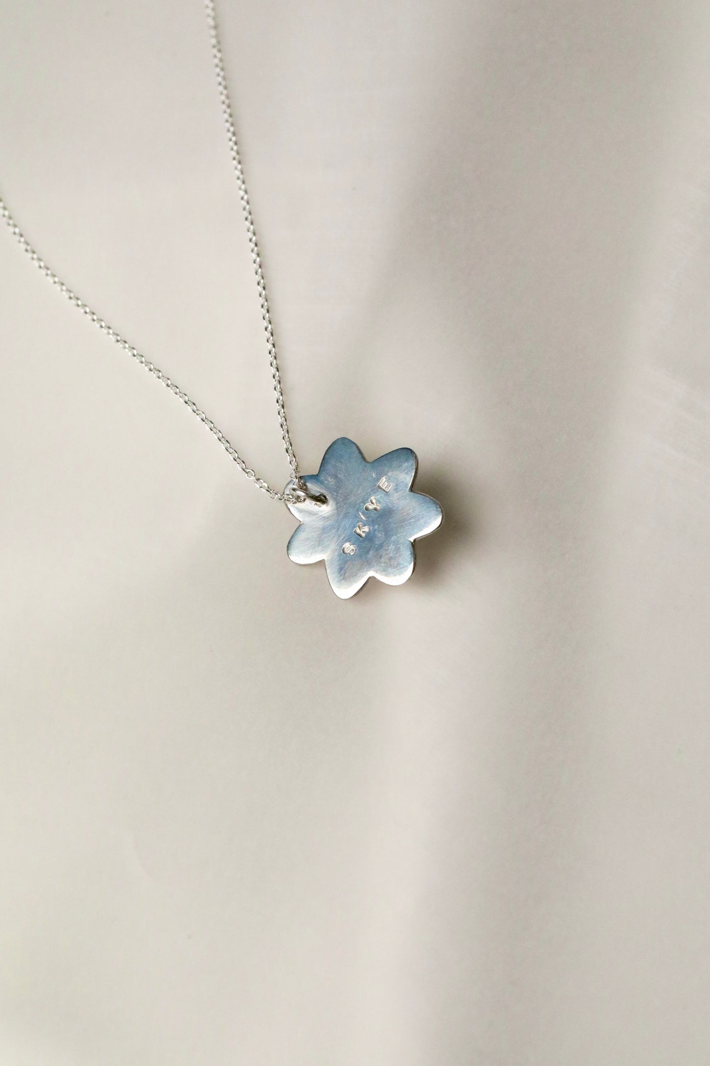 The Flower Signet Necklace - Skye in teal green