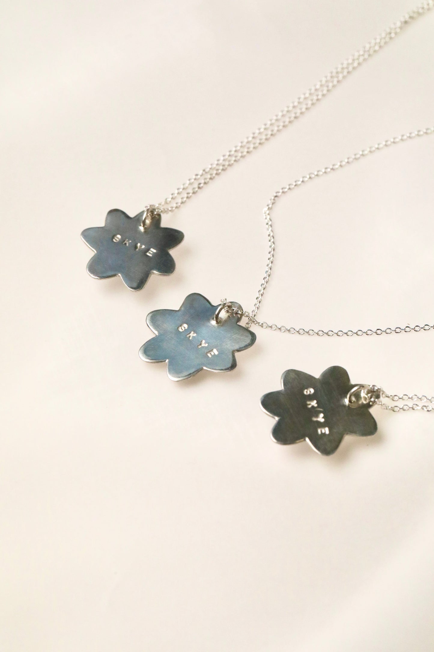 The Flower Signet Necklace - Skye in cornflower blue
