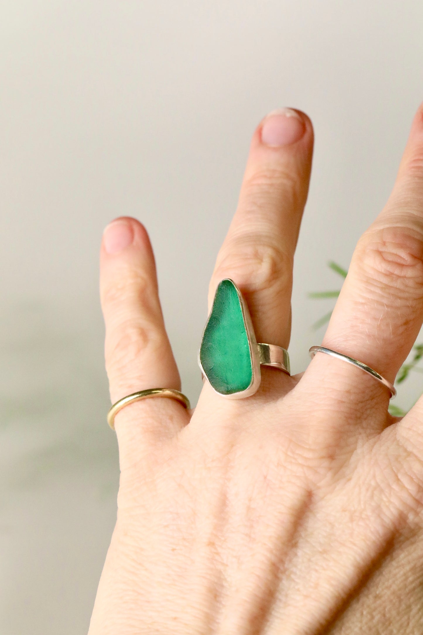 SKYE Teal & silver ring - size O 1/2