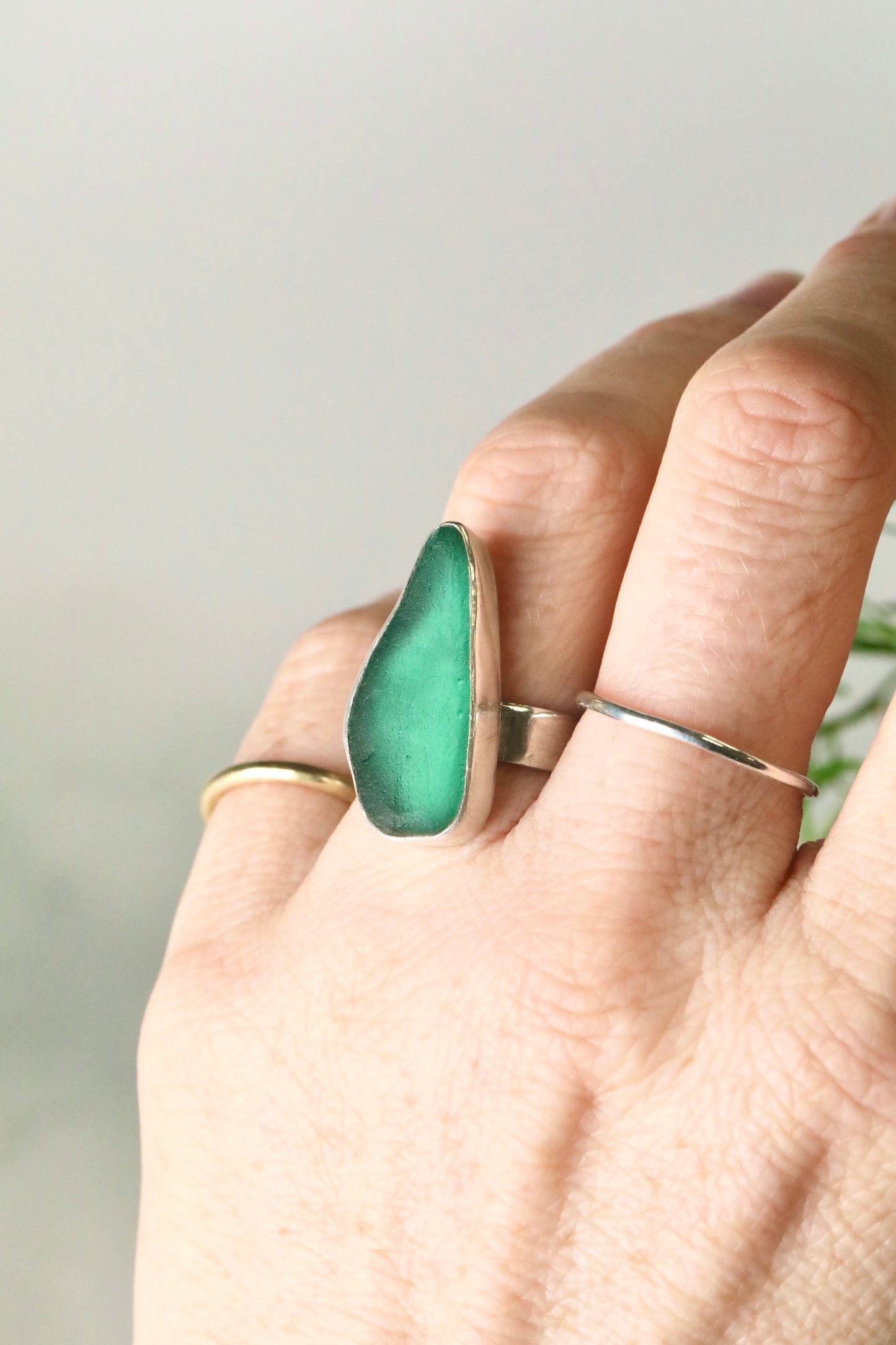 SKYE Teal & silver ring - size O 1/2