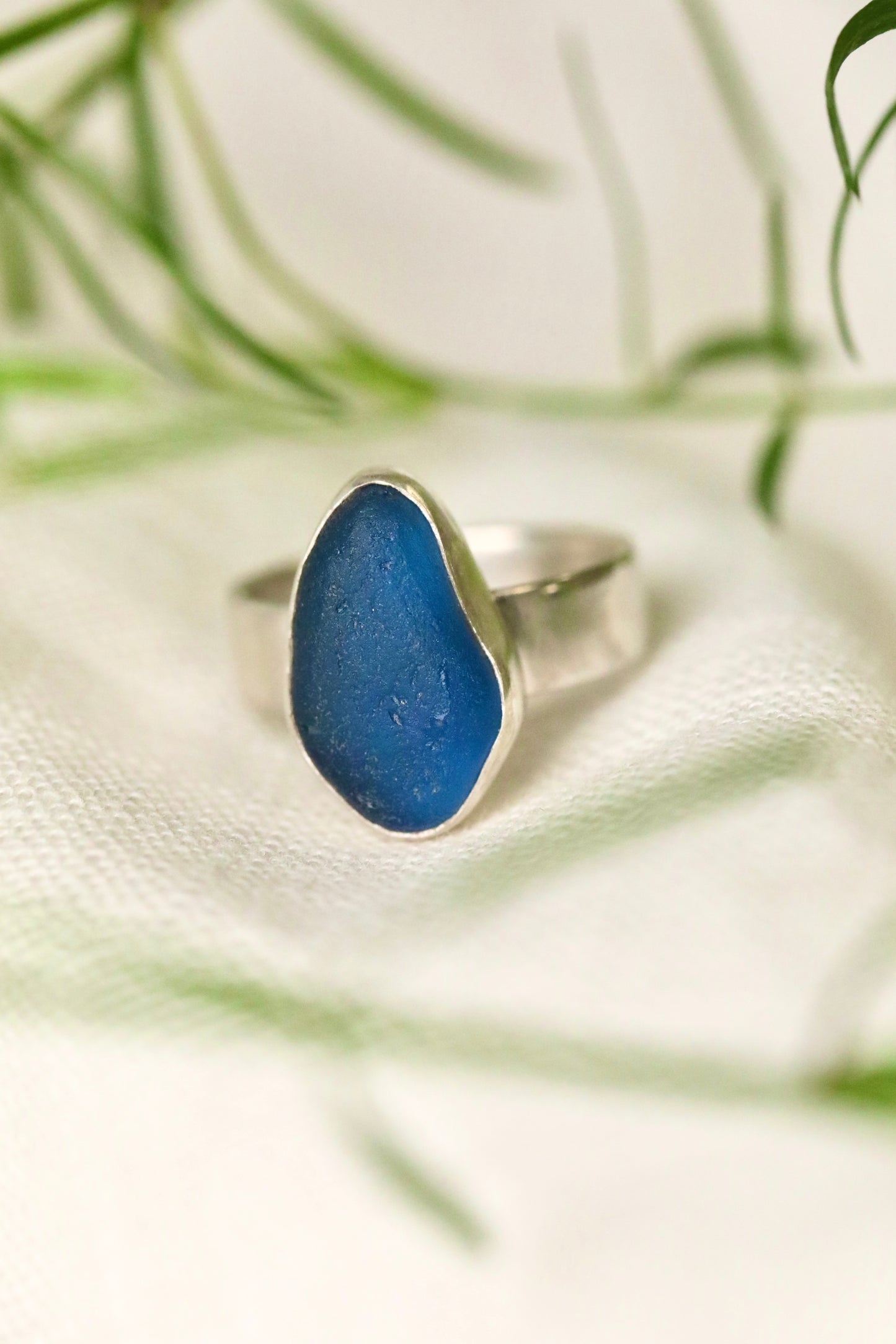 SKYE Dark denim blue & silver ring - size N 1/2