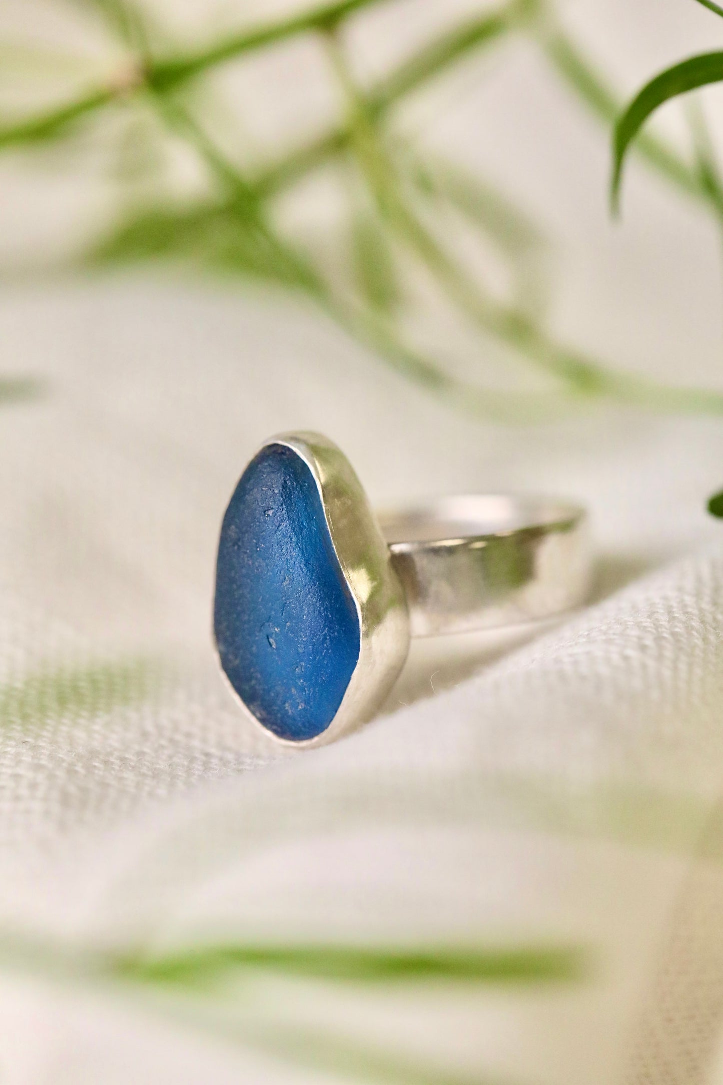 SKYE Dark denim blue & silver ring - size N 1/2