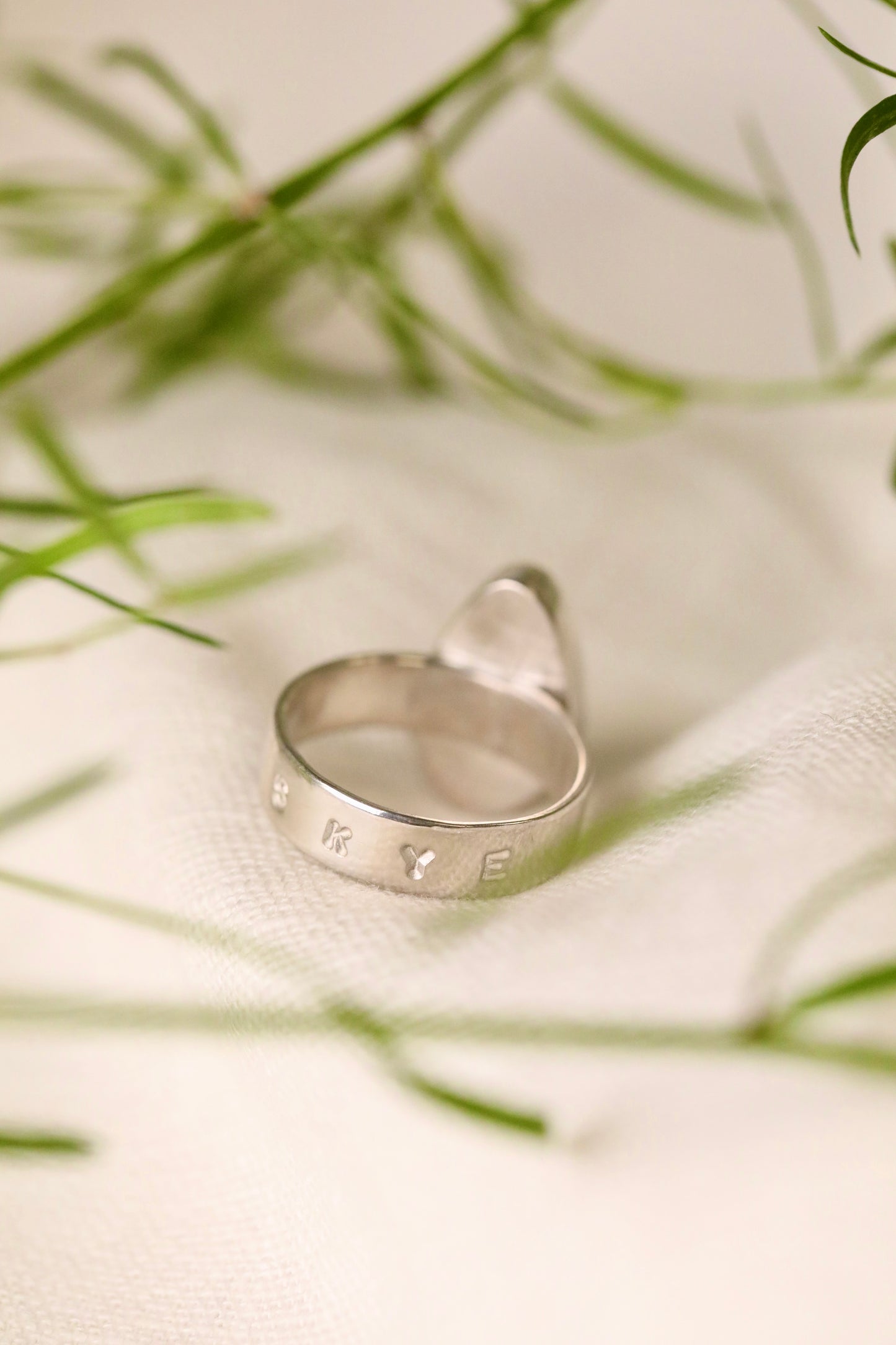 SKYE Dark denim blue & silver ring - size N 1/2