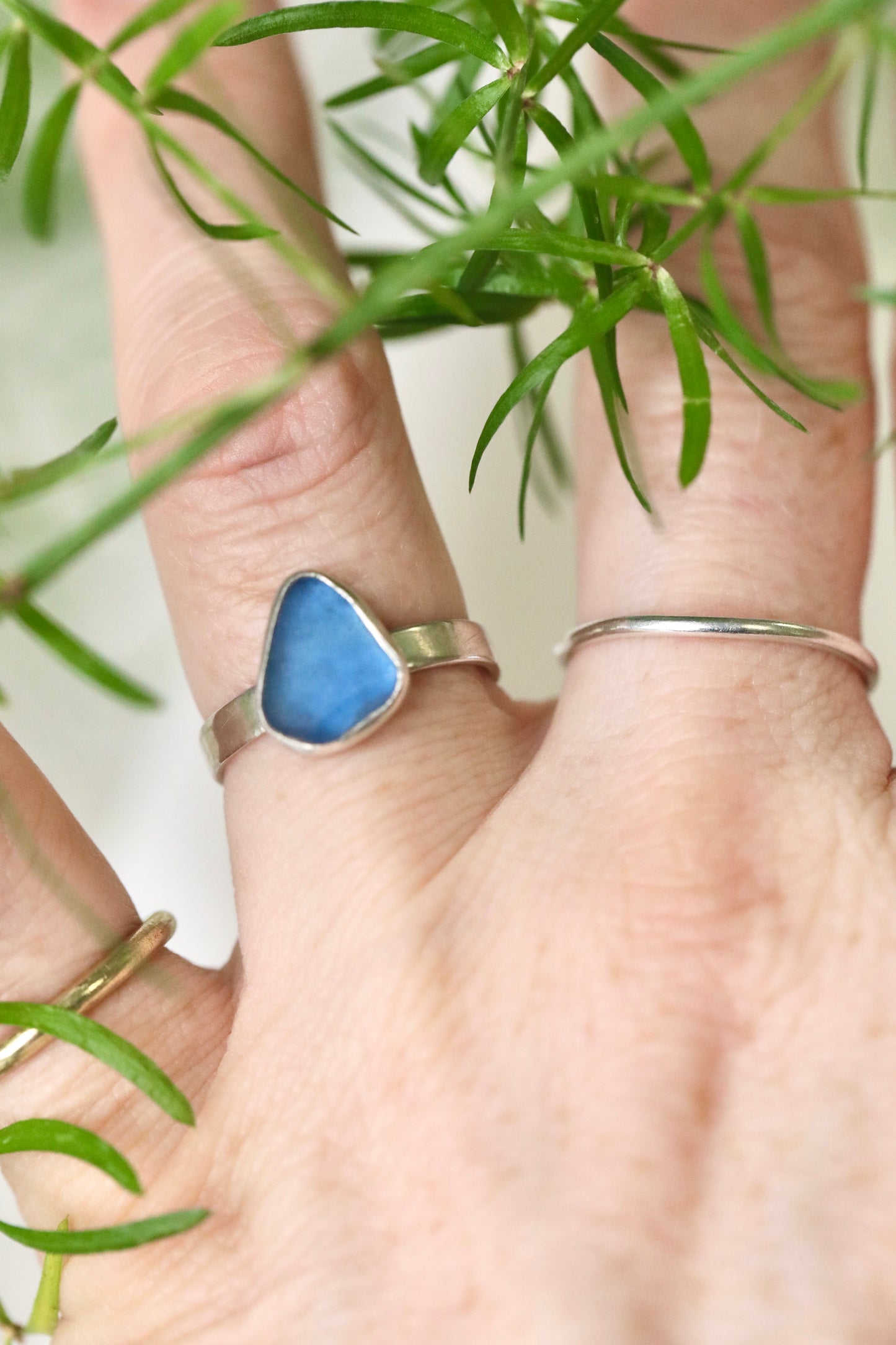 SKYE Denim blue & silver ring - size P