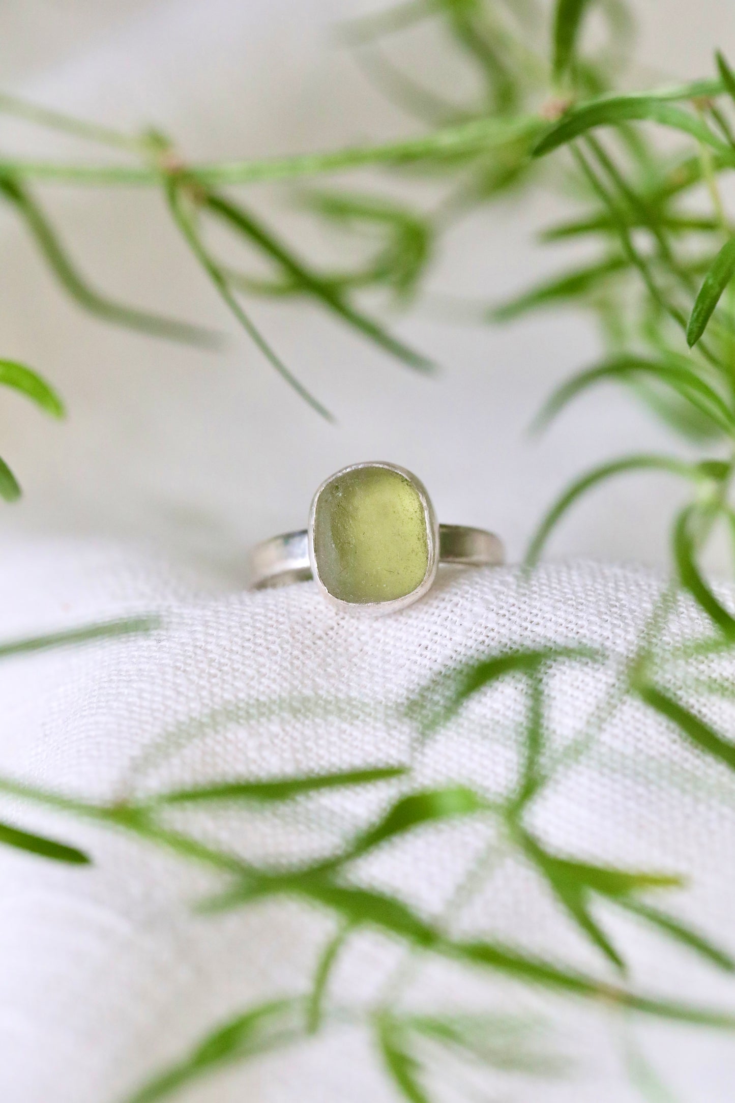 SKYE Lime green & silver ring - size P 1/2