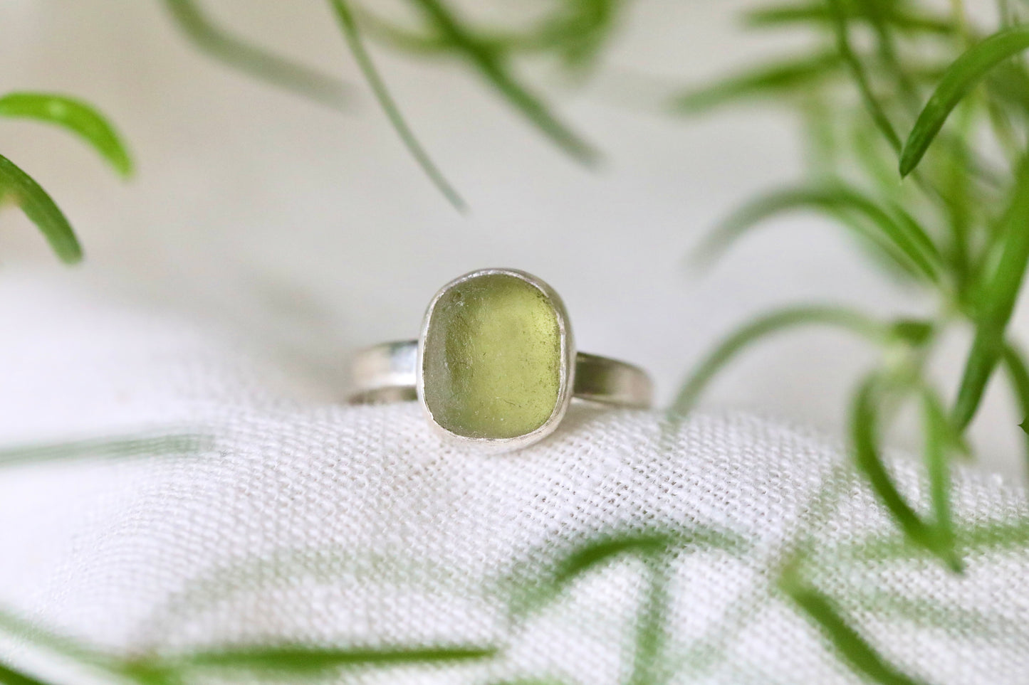 SKYE Lime green & silver ring - size P 1/2