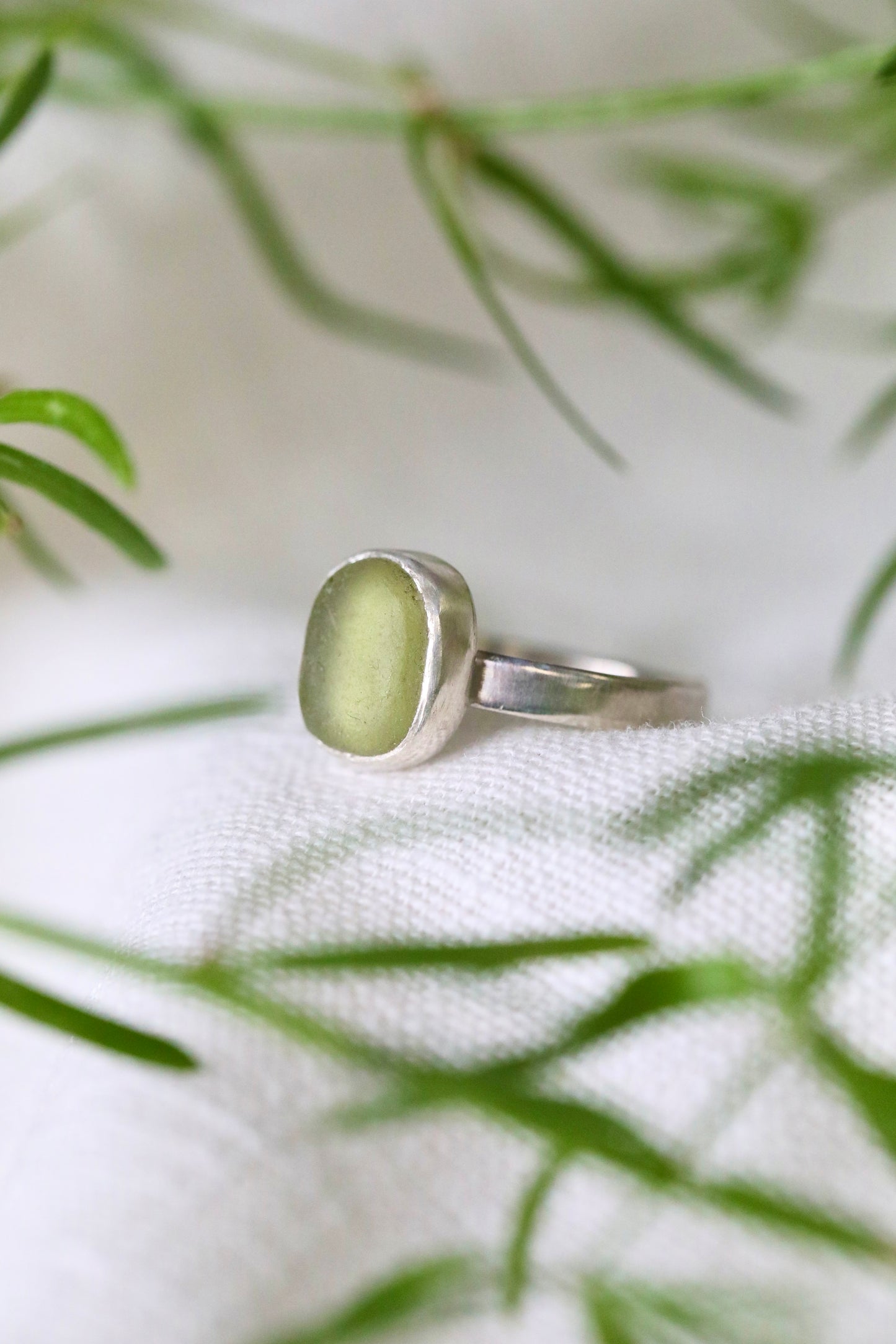 SKYE Lime green & silver ring - size P 1/2